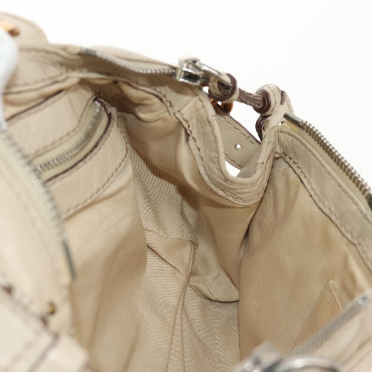 Chloe Paddington Mini Hand Bag Leather Beige Silver gold Auth am9806V