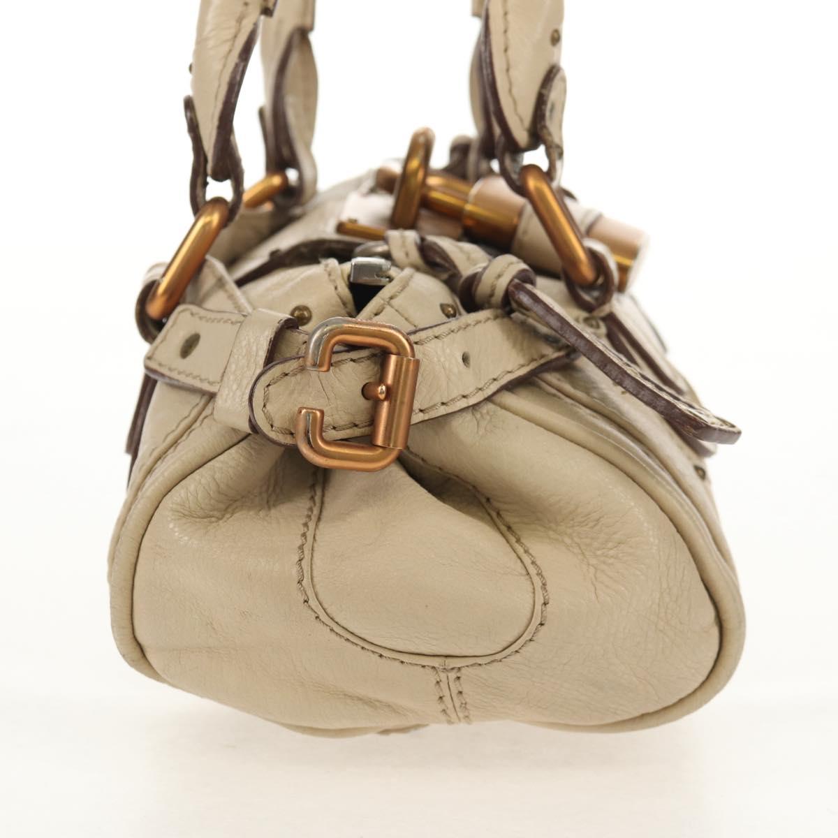 Chloe Paddington Mini Hand Bag Leather Beige Silver gold Auth am9806V