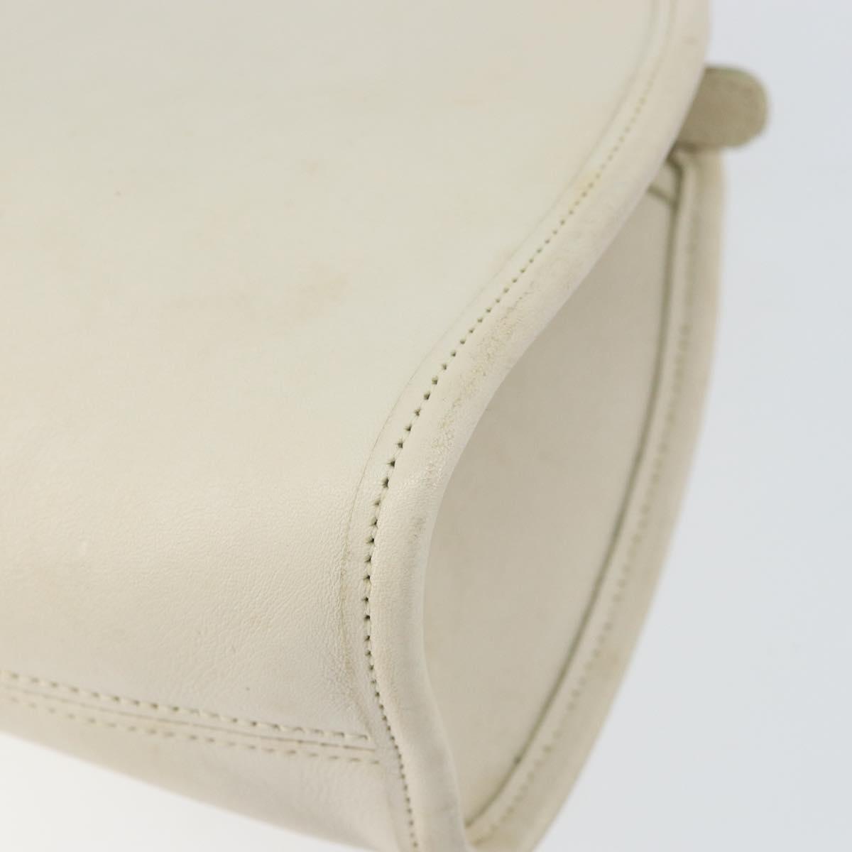 Coach Hand Bag Leather 2way White Gold Auth am9807