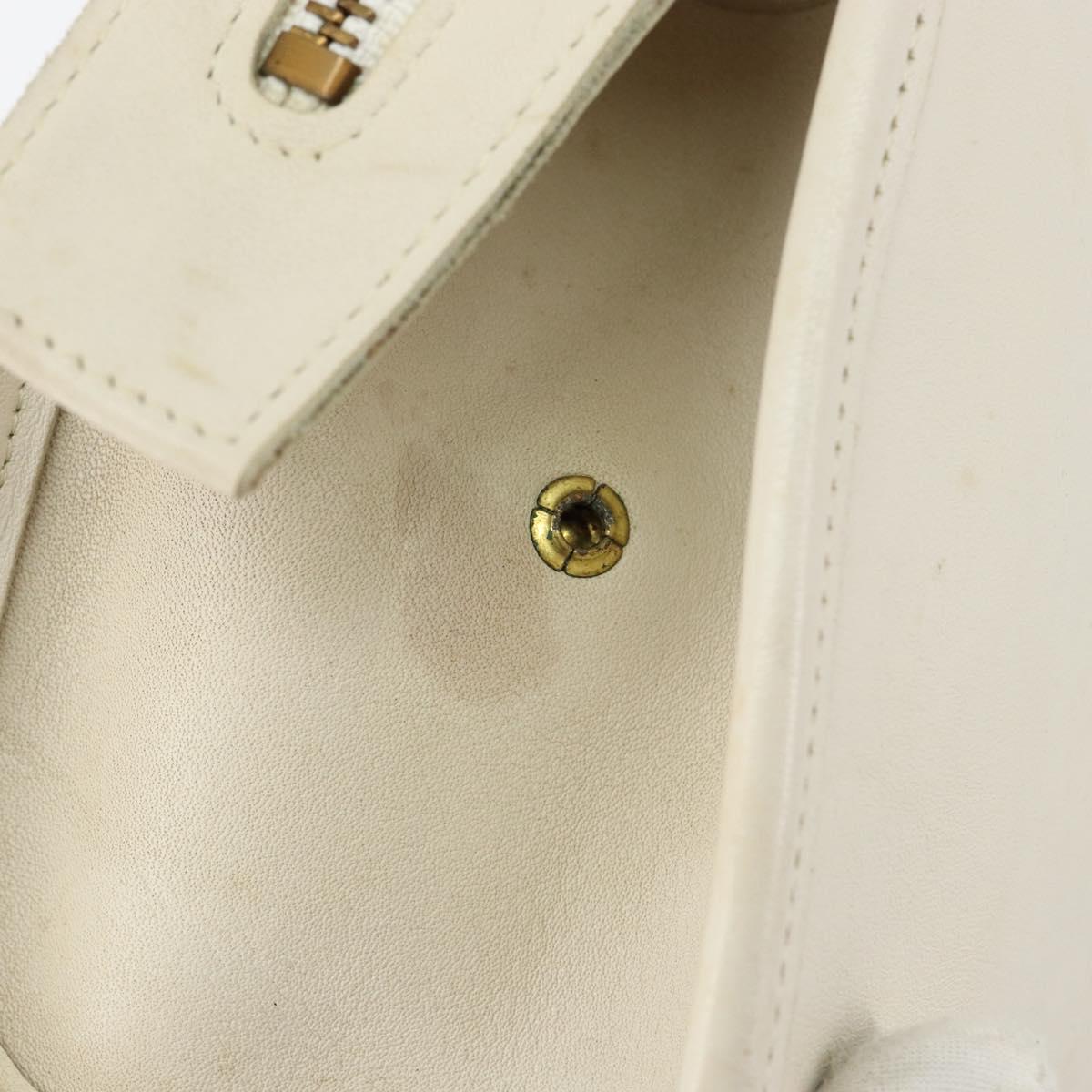 Coach Hand Bag Leather 2way White Gold Auth am9807