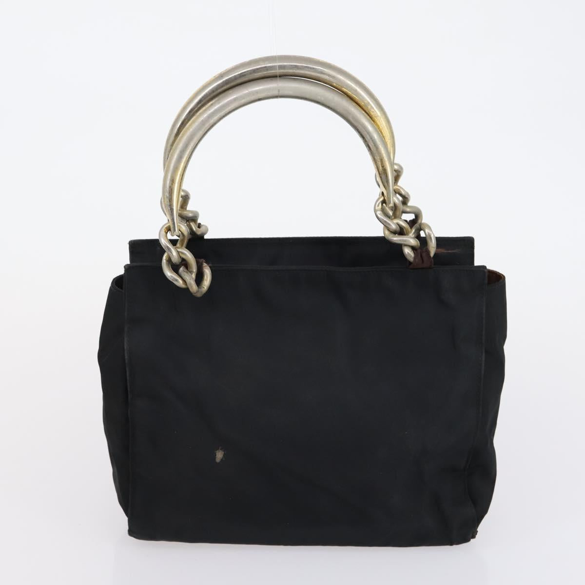 PRADA Christian Dior Hand Bag Nylon PVC 2 Set Black Gold Auth am9808