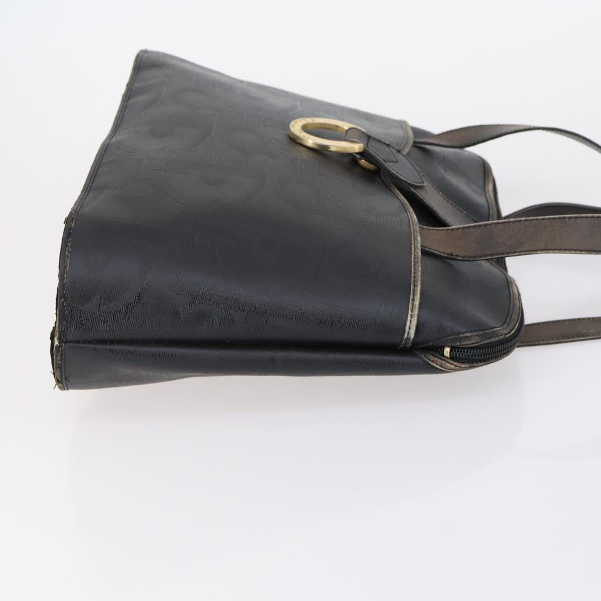 PRADA Christian Dior Hand Bag Nylon PVC 2 Set Black Gold Auth am9808