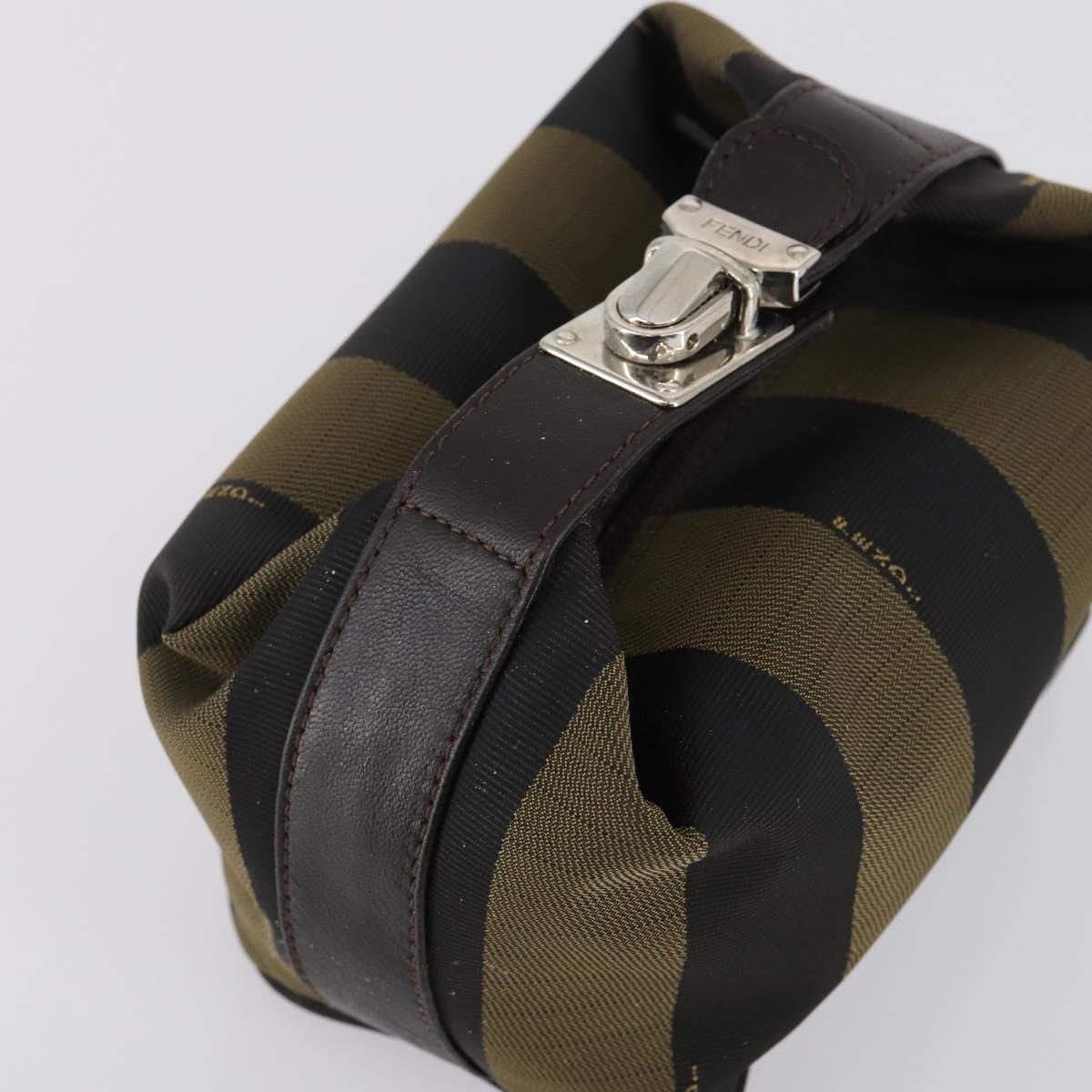 FENDI Pecan Canvas Vanity Pouch 2 Set Black Brown Auth am9810