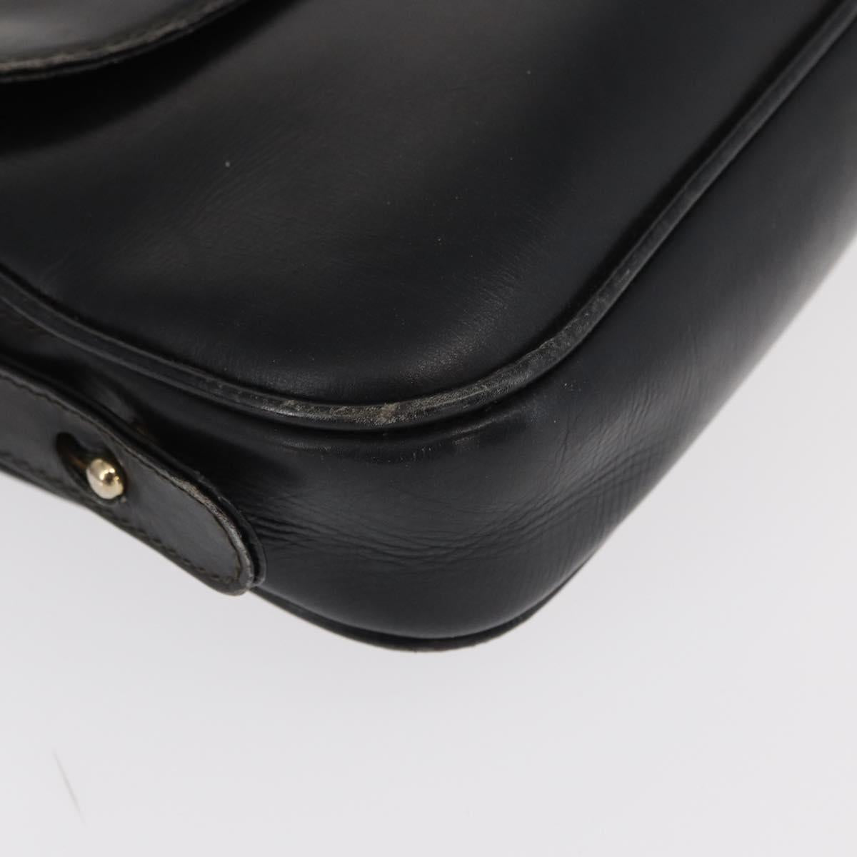 GUCCI Shoulder Bag Leather Black Gold Auth am9811