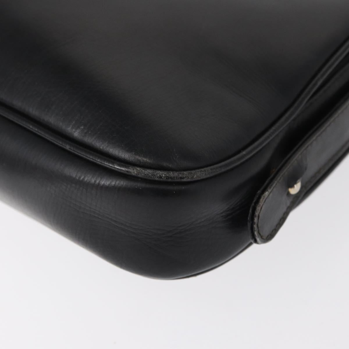 GUCCI Shoulder Bag Leather Black Gold Auth am9811