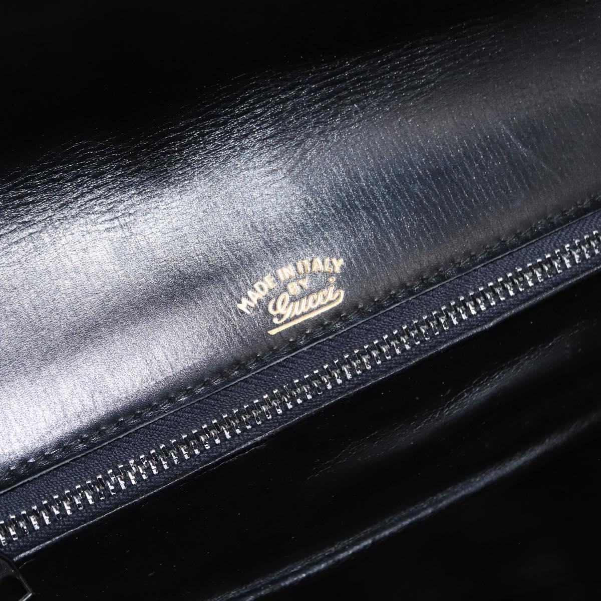 GUCCI Shoulder Bag Leather Black Gold Auth am9811