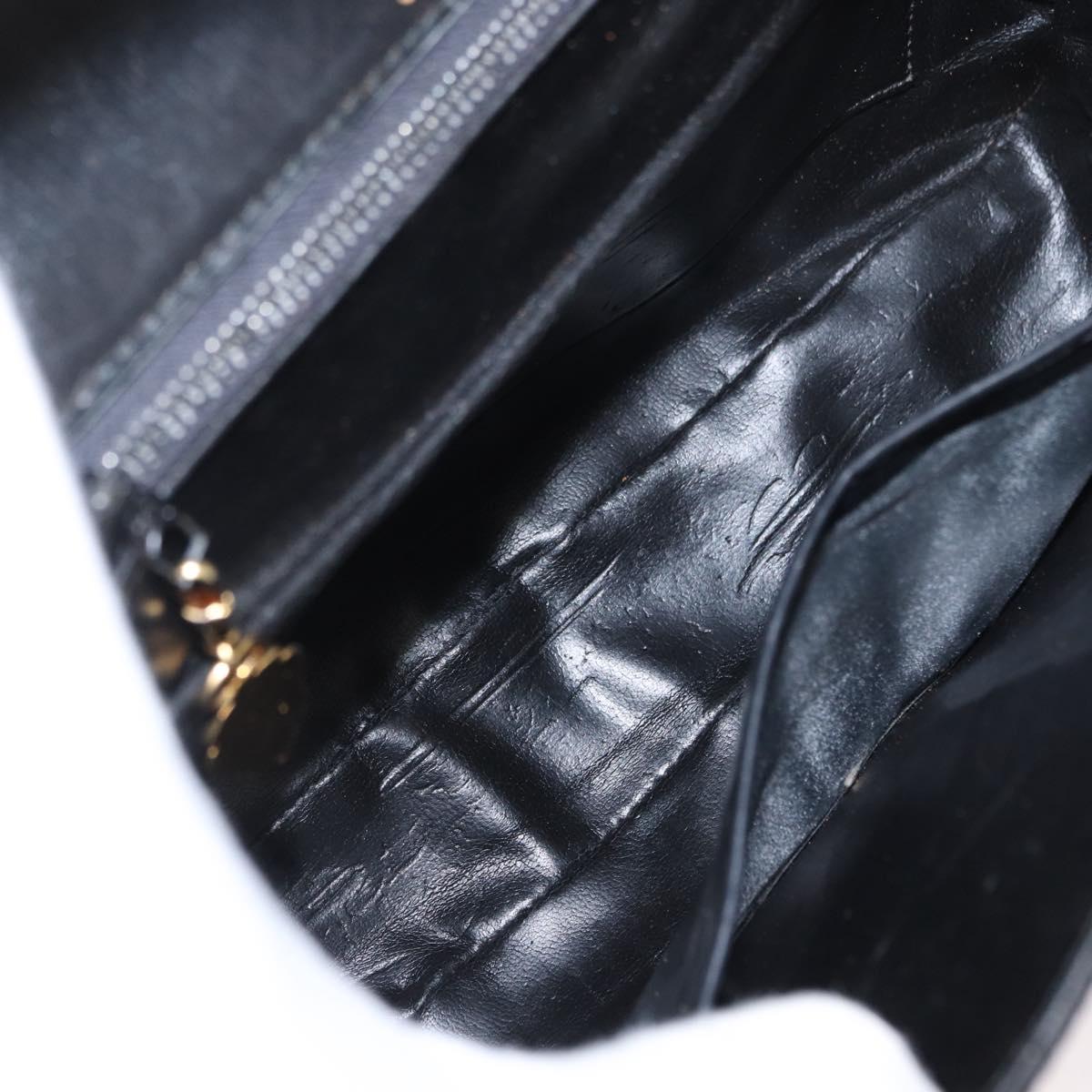 GUCCI Shoulder Bag Leather Black Gold Auth am9811