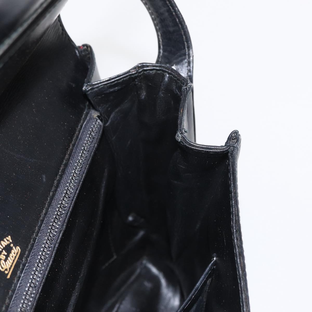 GUCCI Shoulder Bag Leather Black Gold Auth am9811