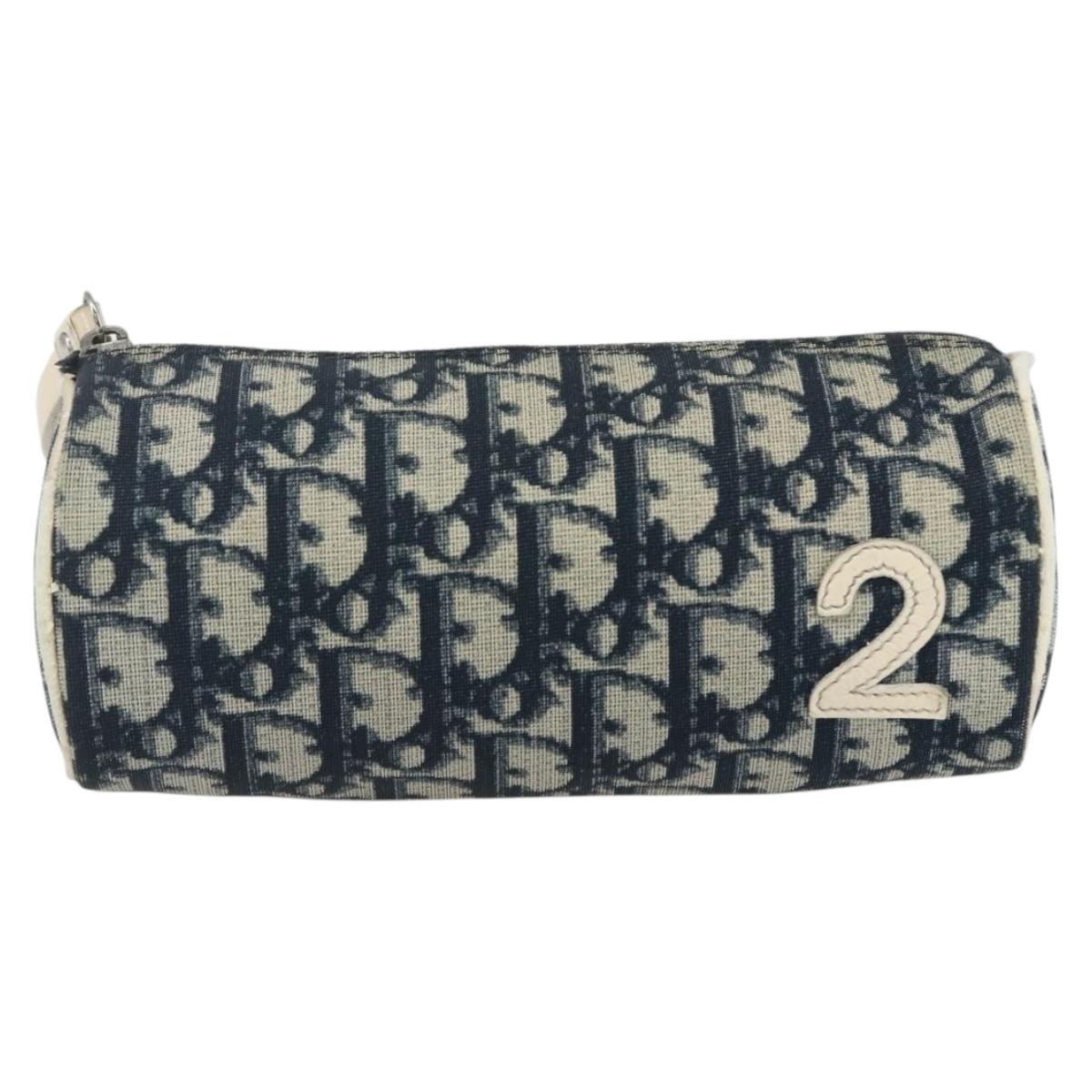 Christian Dior Trotter Canvas Wallet PVC Canvas 2 Set Black Navy Auth am9813