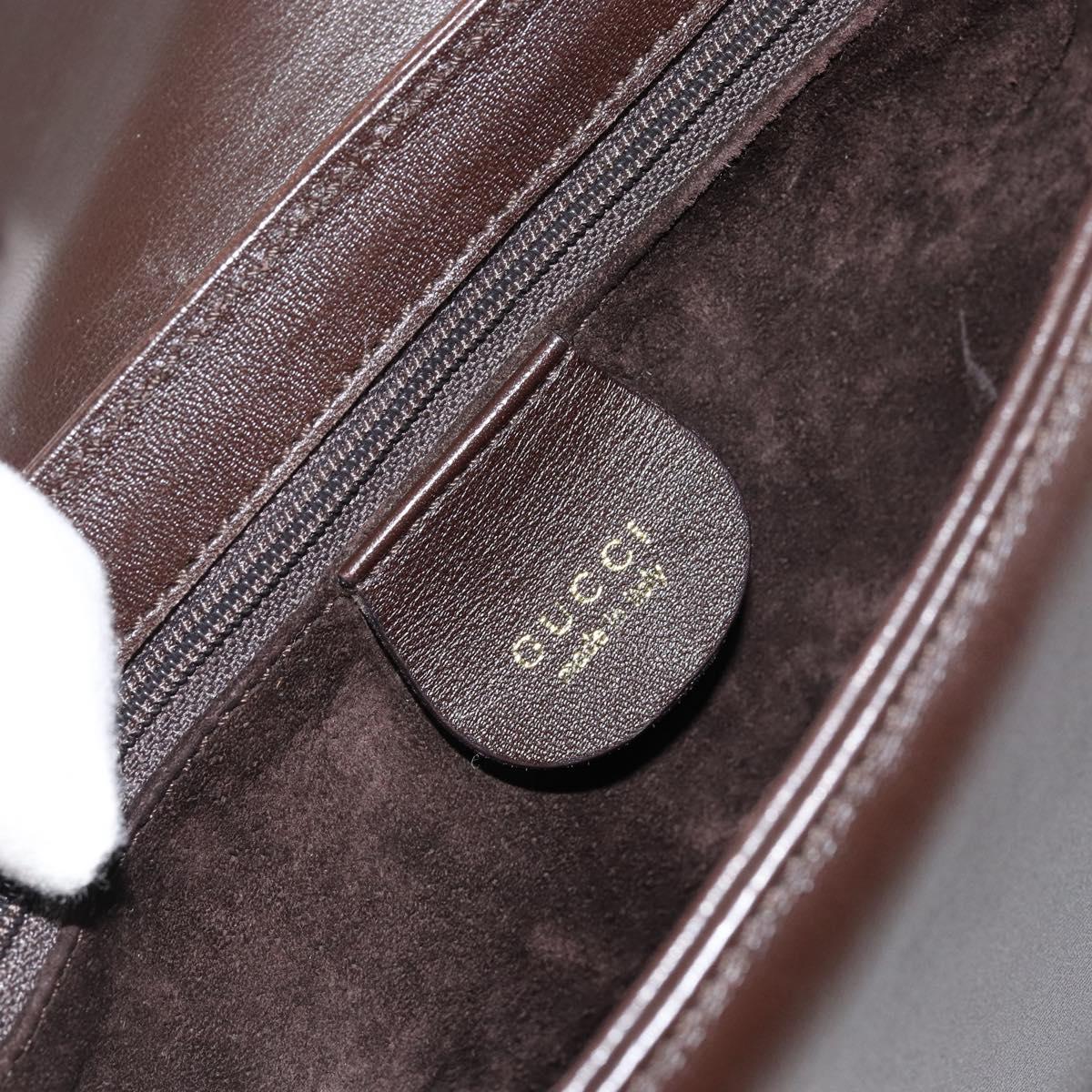 GUCCI Shoulder Bag Leather Brown Gold 001 1274 1874 Auth am9820
