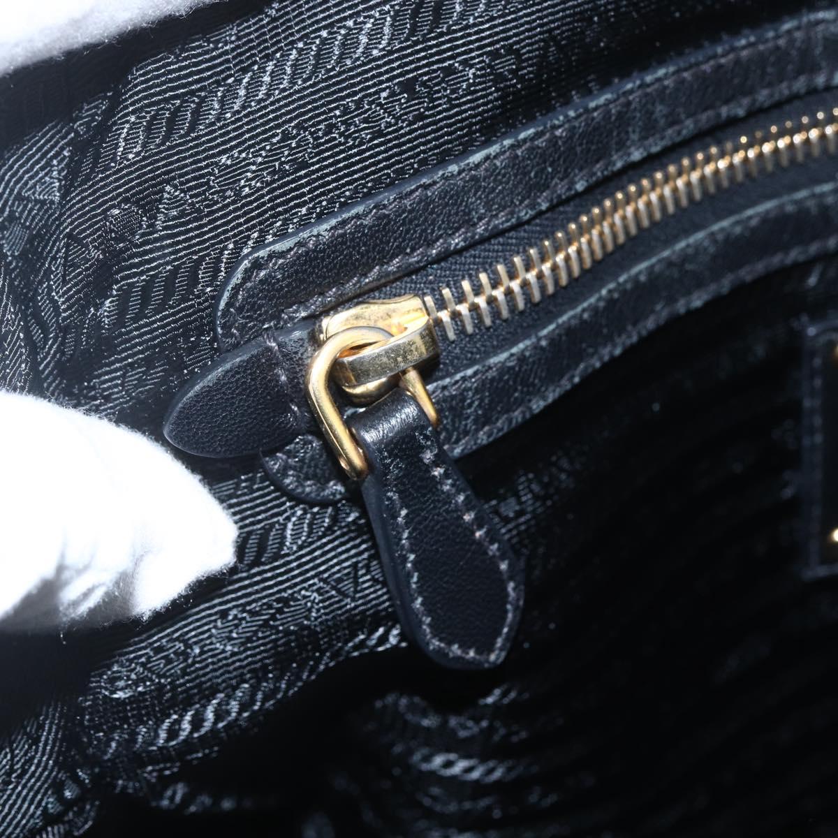 PRADA Hand Bag Enamel Black Gold Auth am9823