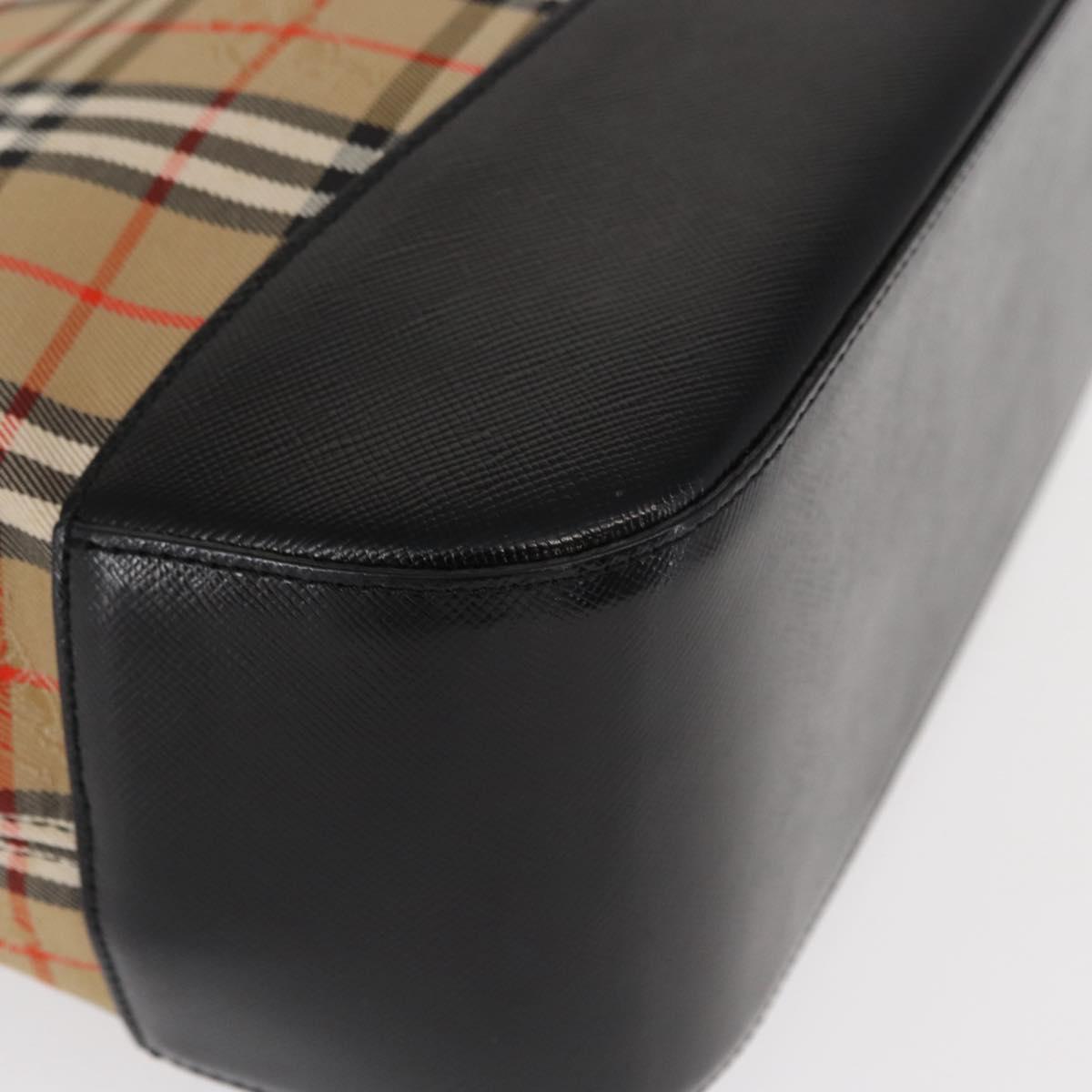 BURBERRY Nova Check Hand Bag Canvas Beige Gold Auth am9824