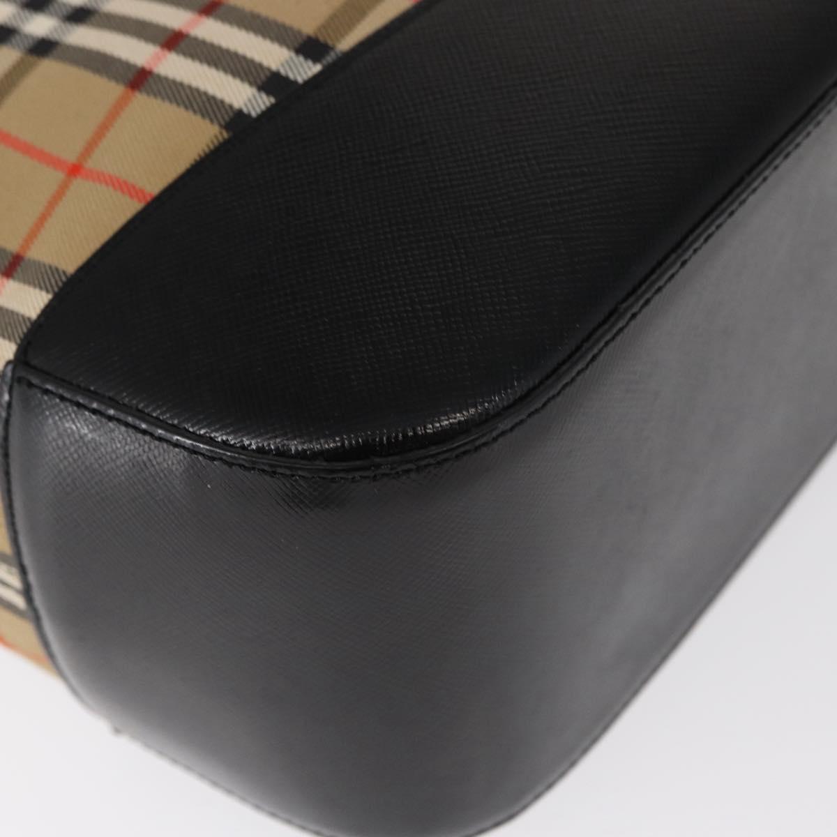 BURBERRY Nova Check Hand Bag Canvas Beige Gold Auth am9824