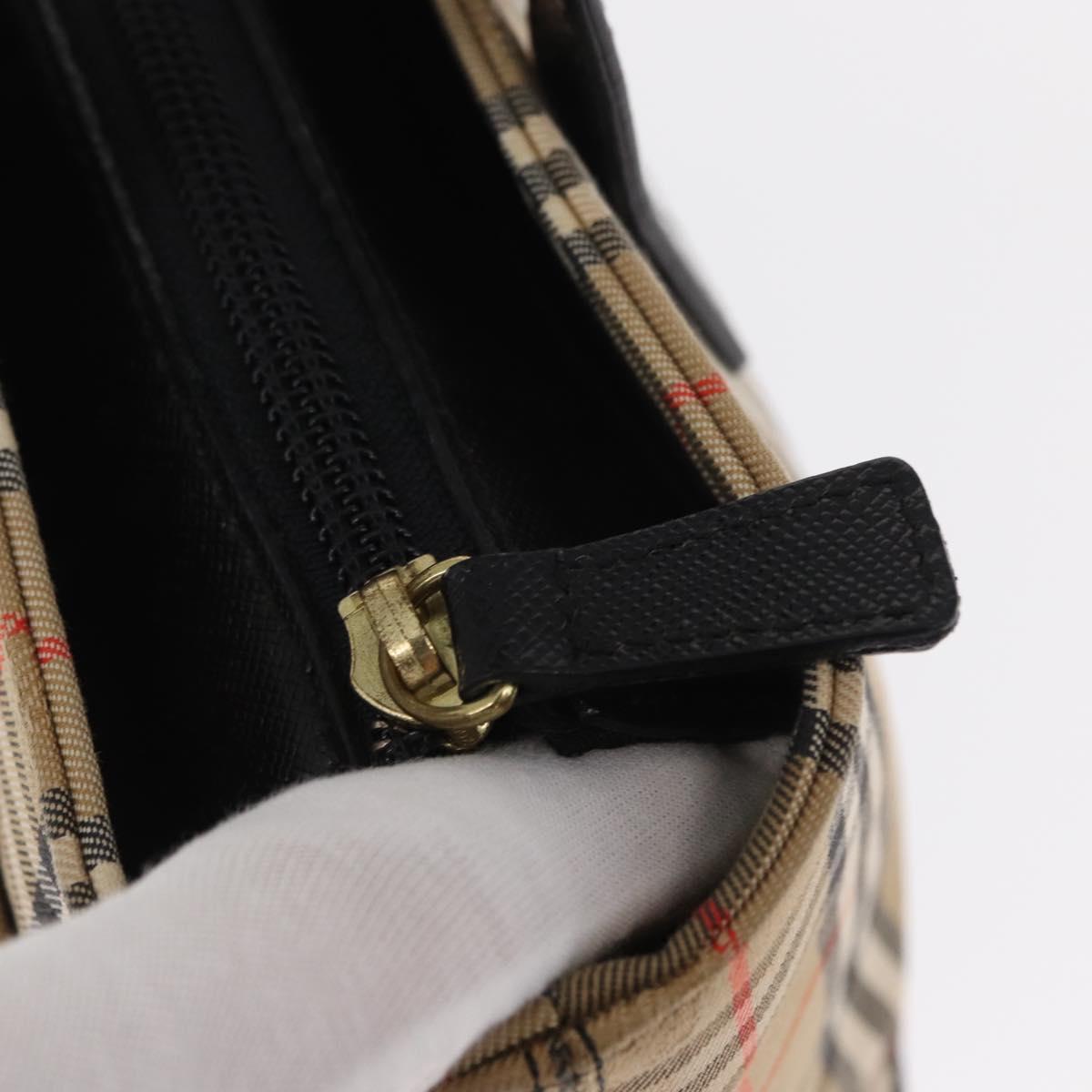 BURBERRY Nova Check Hand Bag Canvas Beige Gold Auth am9824