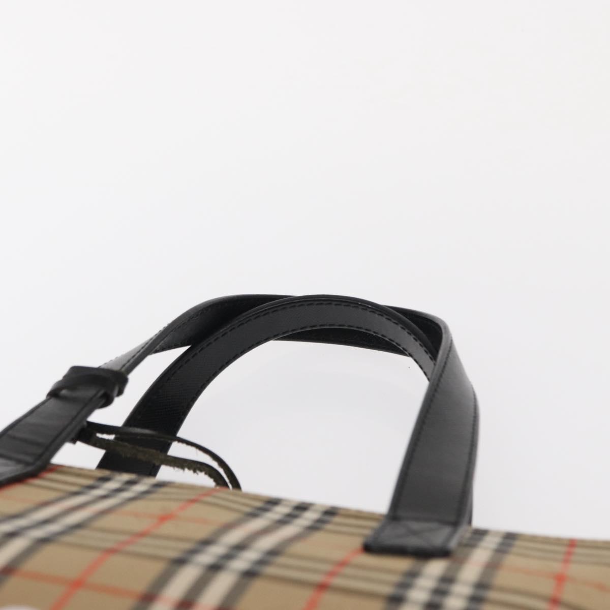 BURBERRY Nova Check Hand Bag Canvas Beige Gold Auth am9824