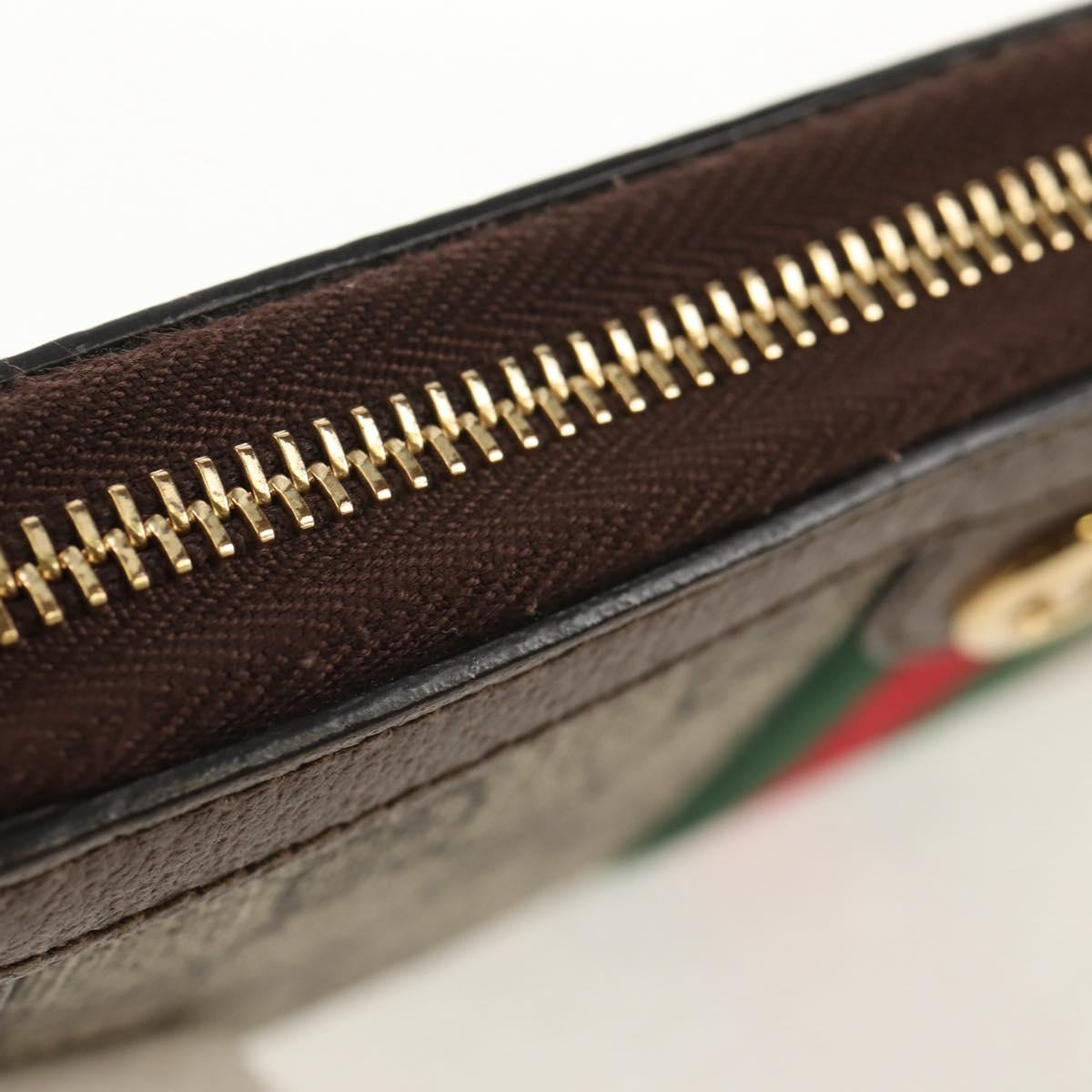 GUCCI GG Supreme Web Sherry Line Long Wallet PVC Beige Gold 523153 Auth am9826V