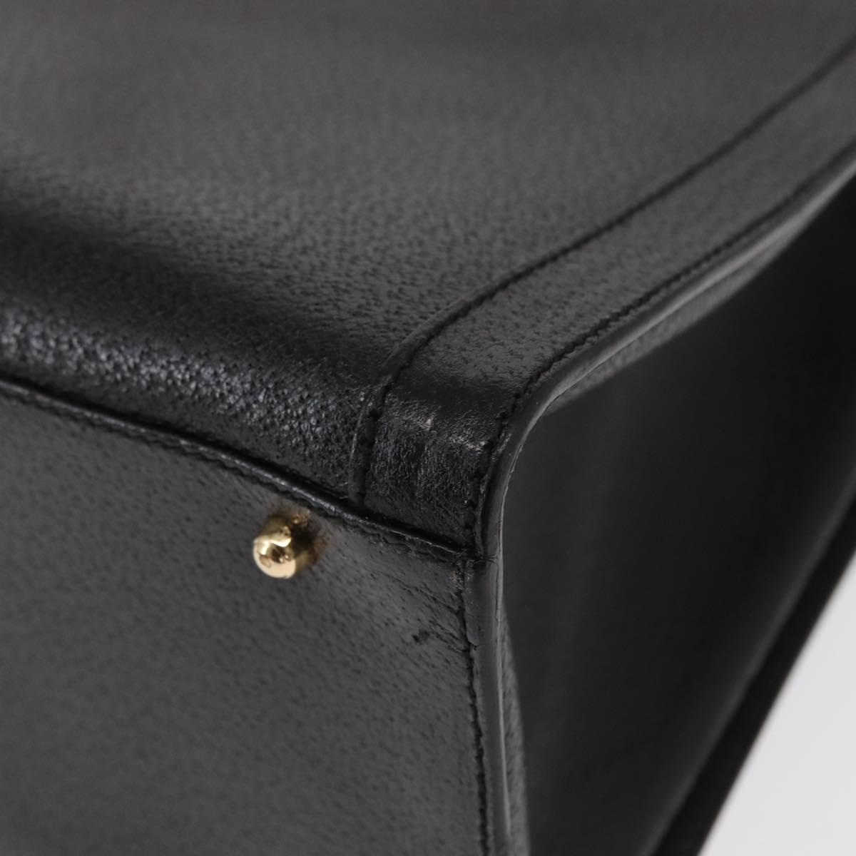 GUCCI Bamboo Hand Bag Leather Black Gold 002 1186 0260 Auth am9829