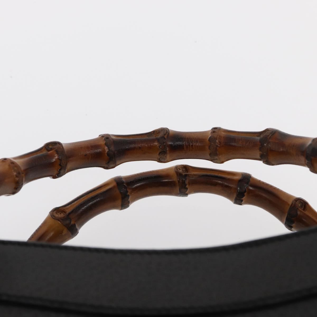 GUCCI Bamboo Hand Bag Leather Black Gold 002 1186 0260 Auth am9829