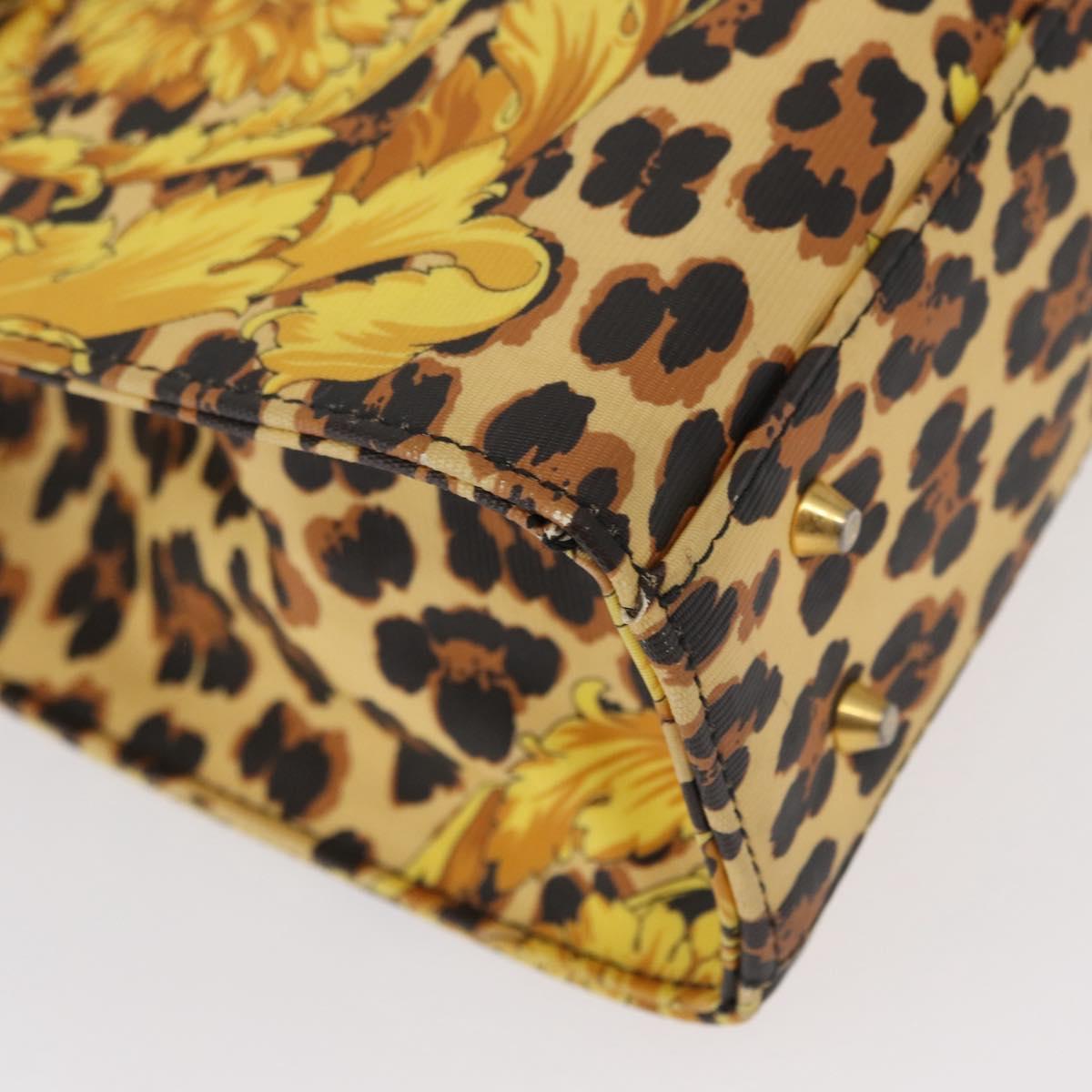 Gianni Versace Hand Bag PVC Leather Yellow Gold Auth am9830