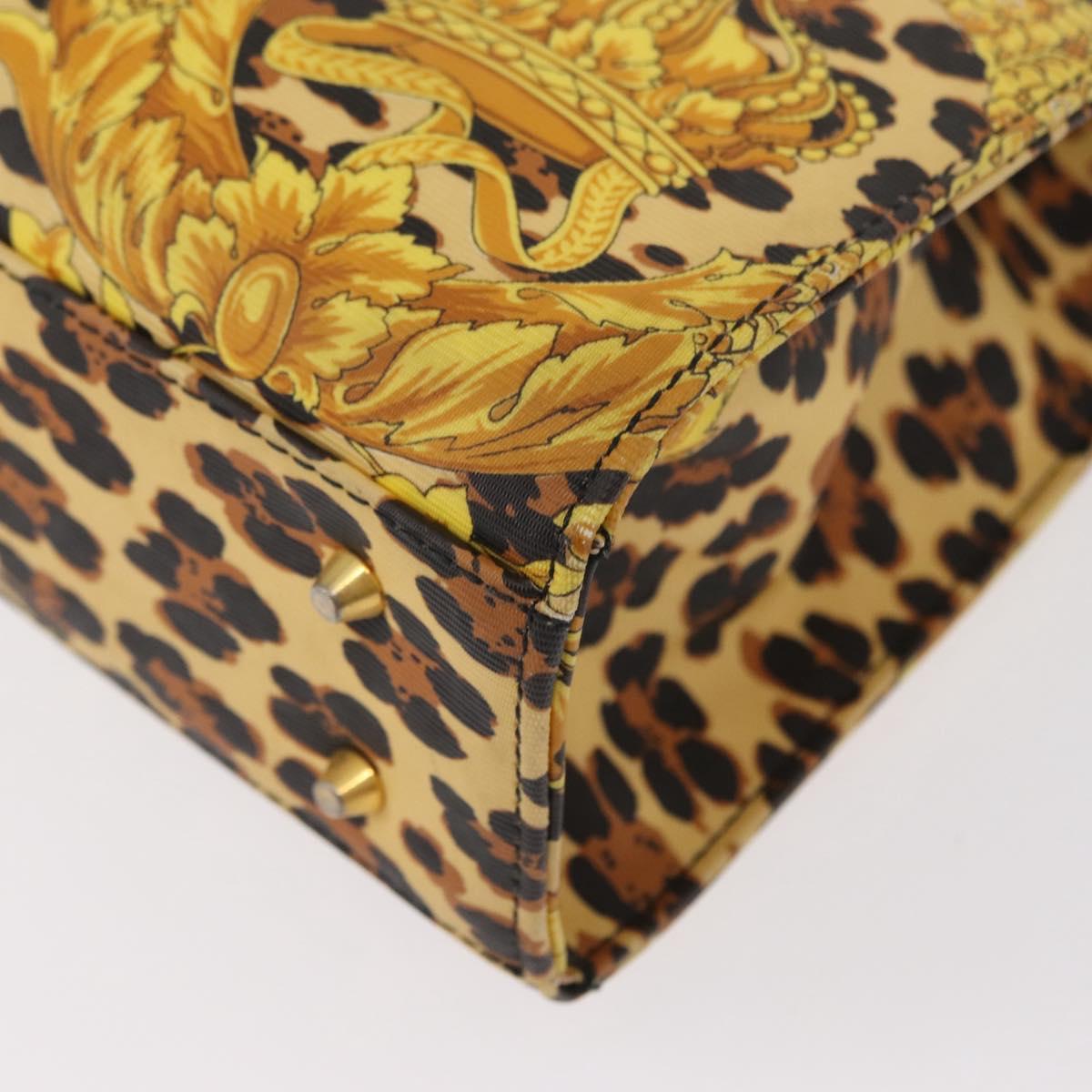 Gianni Versace Hand Bag PVC Leather Yellow Gold Auth am9830