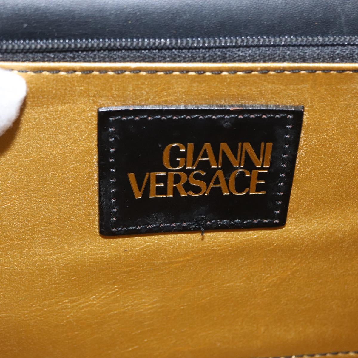 Gianni Versace Hand Bag PVC Leather Yellow Gold Auth am9830