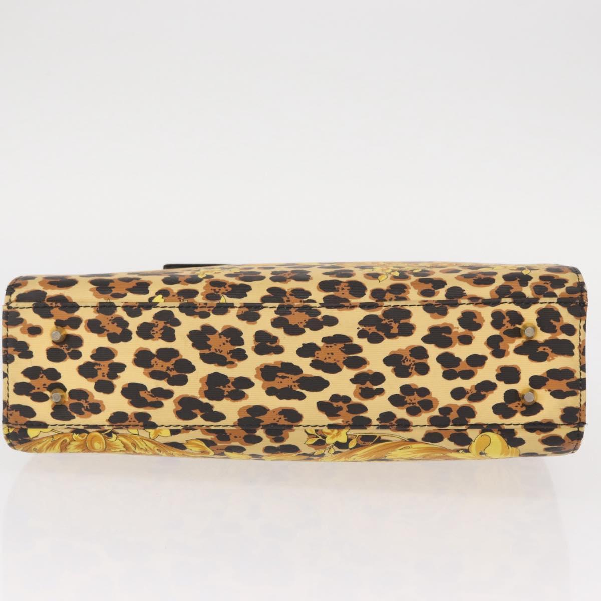 Gianni Versace Hand Bag PVC Leather Yellow Gold Auth am9830