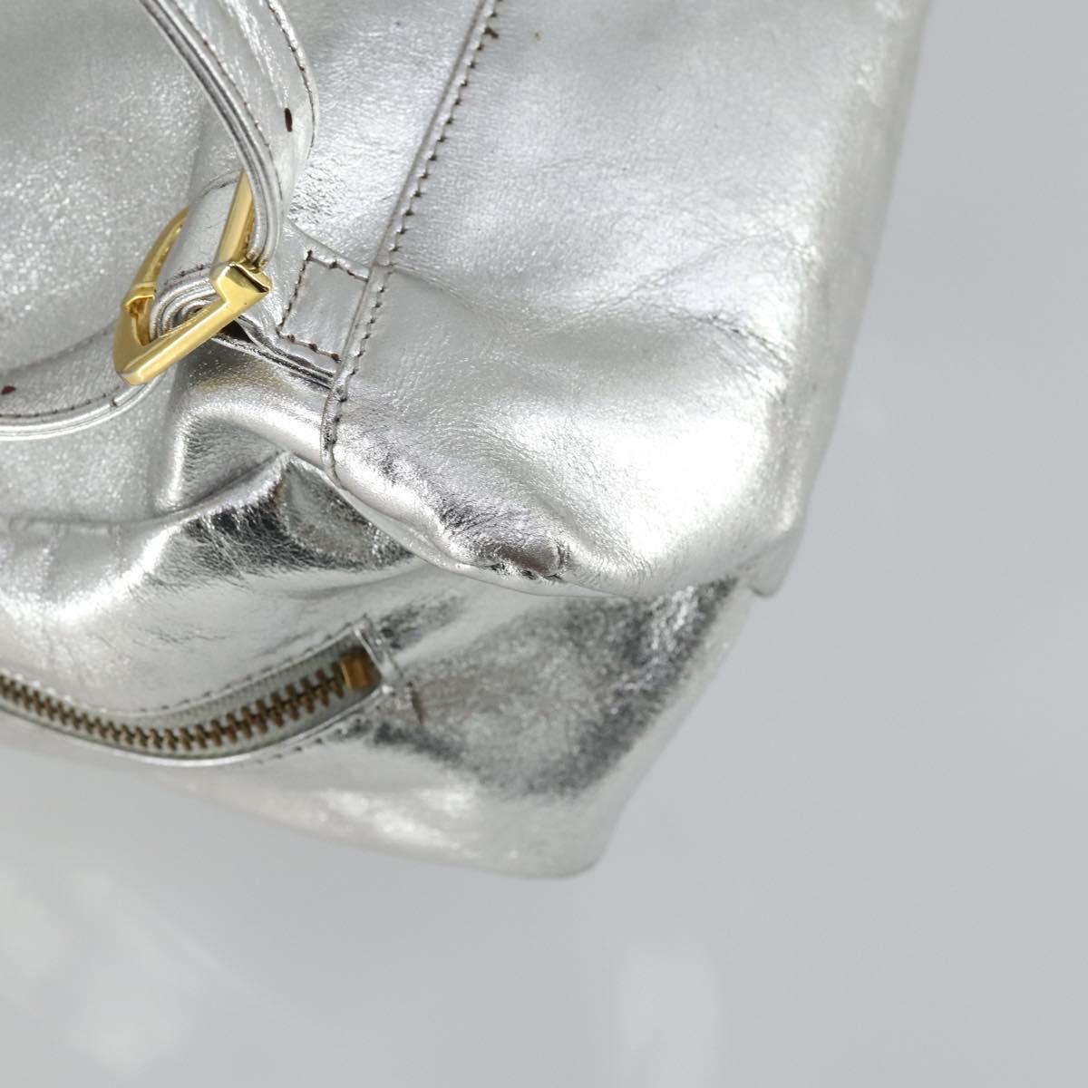 Gianni Versace Backpack Leather Silver Gold Auth am9831