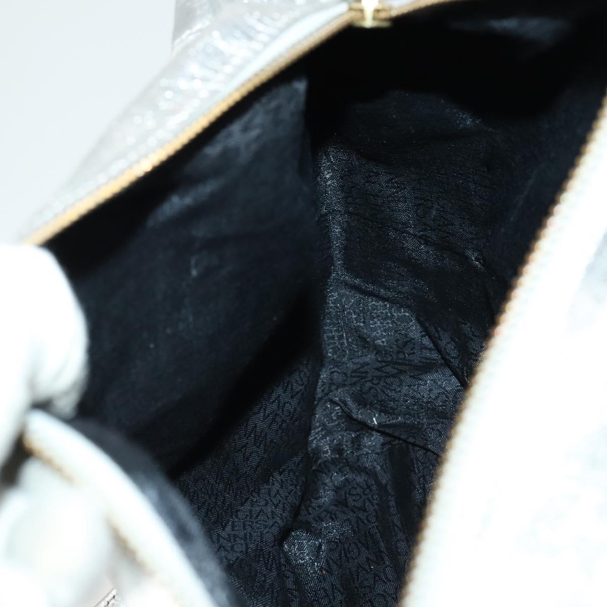 Gianni Versace Backpack Leather Silver Gold Auth am9831