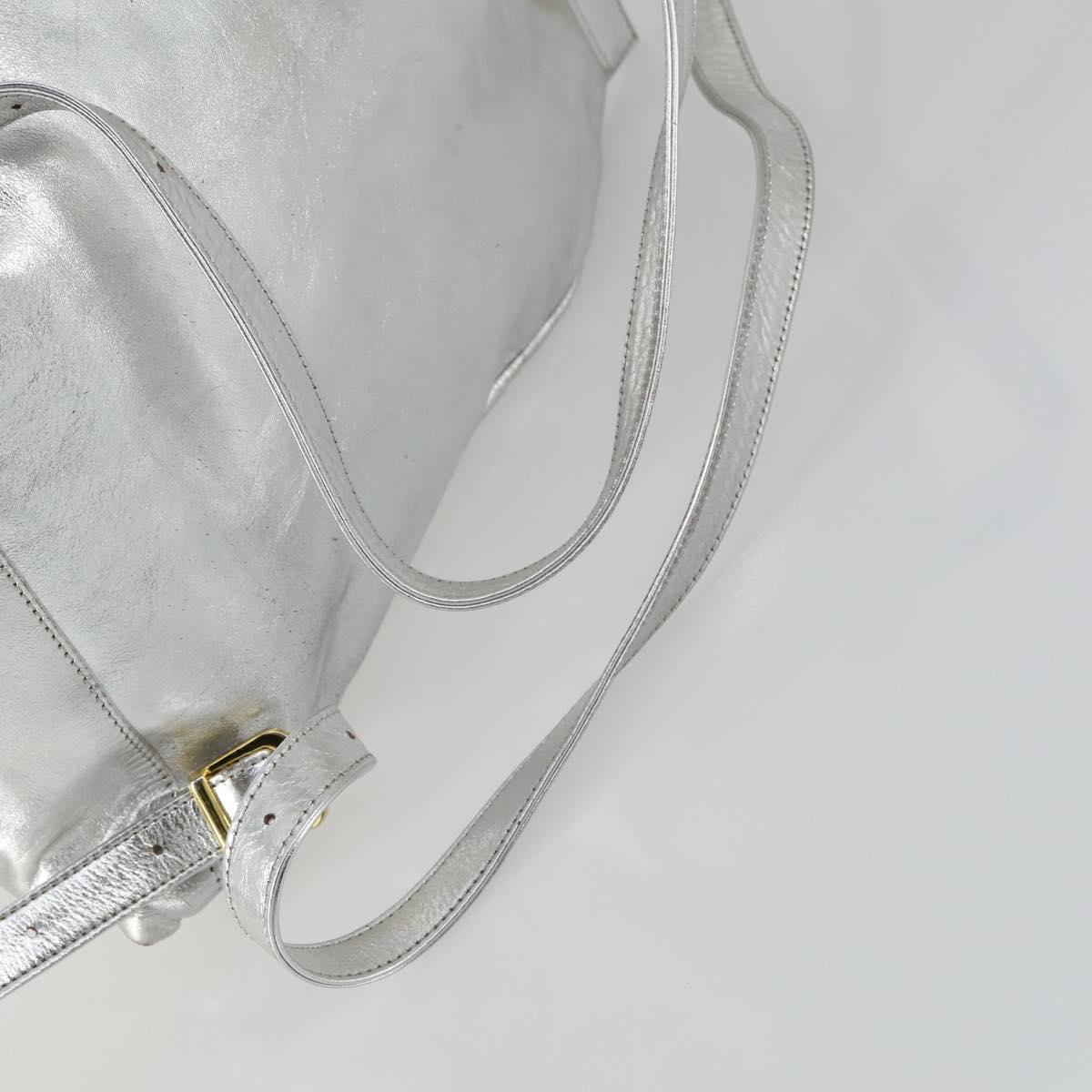 Gianni Versace Backpack Leather Silver Gold Auth am9831