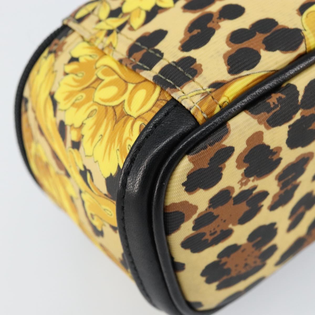 Gianni Versace Vanity Cosmetic Pouch Leather Yellow Gold Auth am9832
