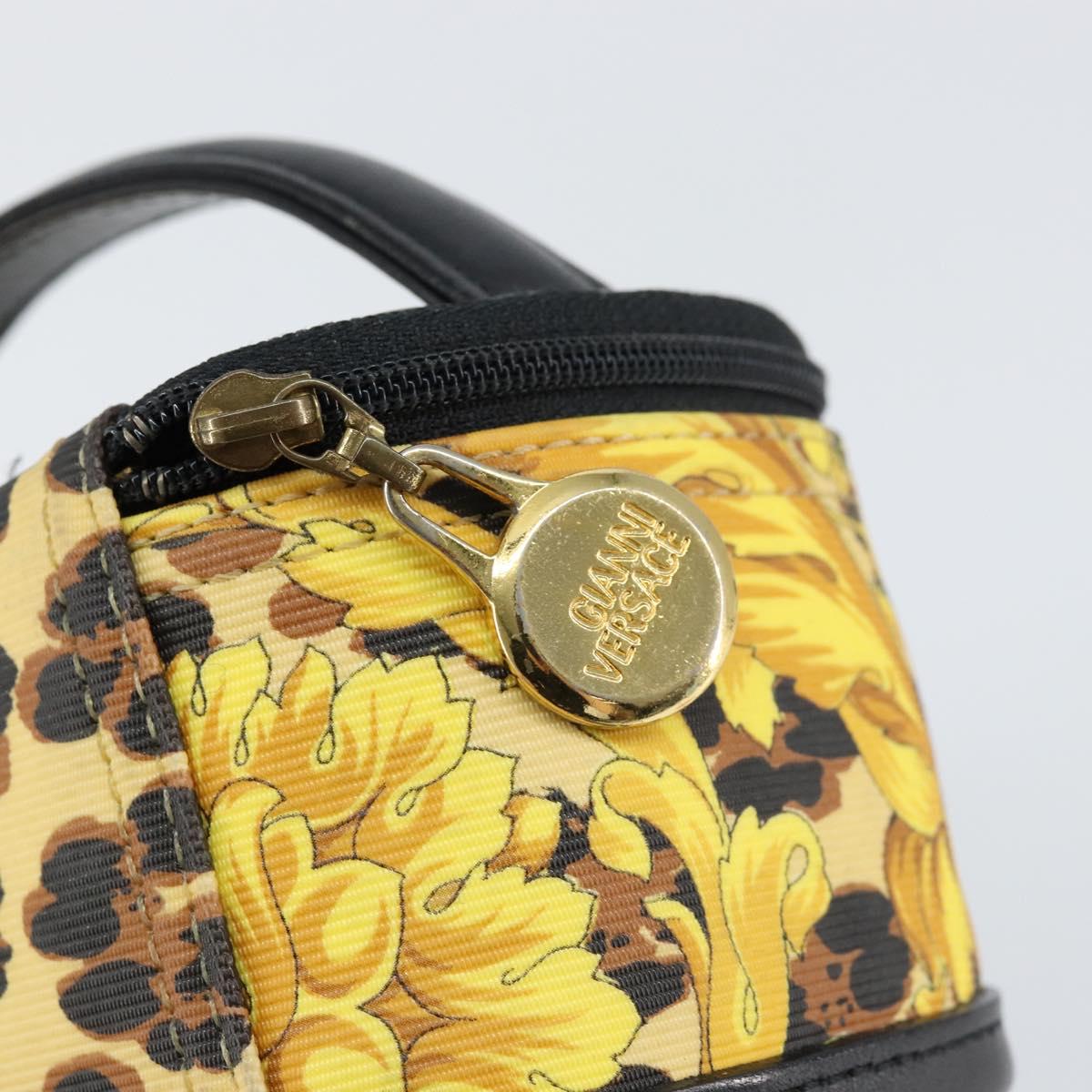 Gianni Versace Vanity Cosmetic Pouch Leather Yellow Gold Auth am9832
