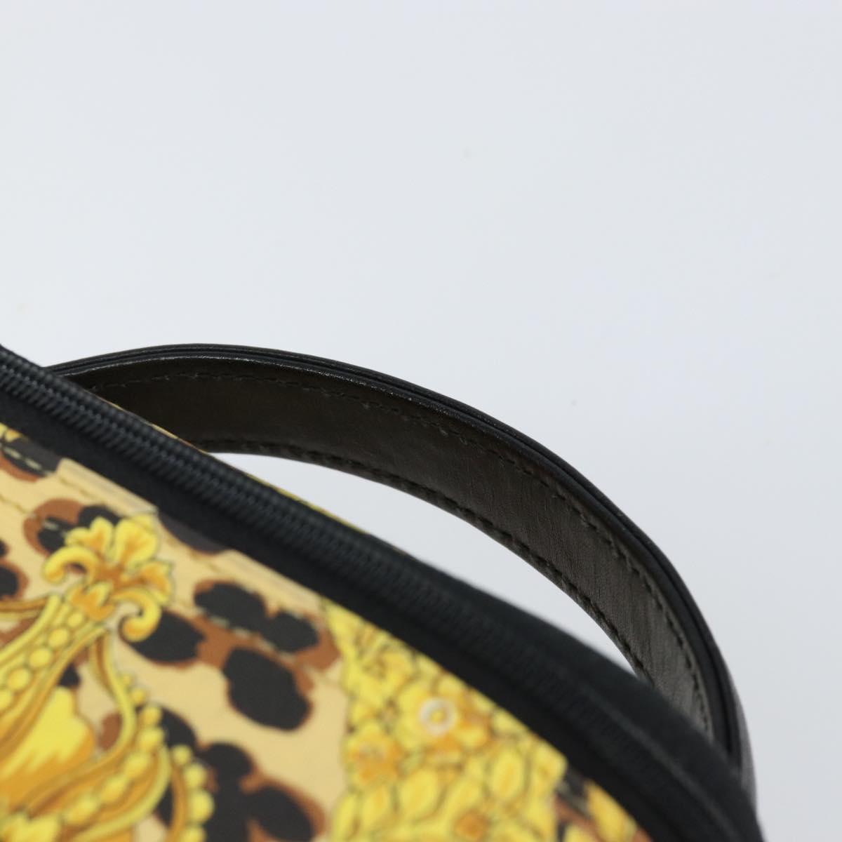 Gianni Versace Vanity Cosmetic Pouch Leather Yellow Gold Auth am9832
