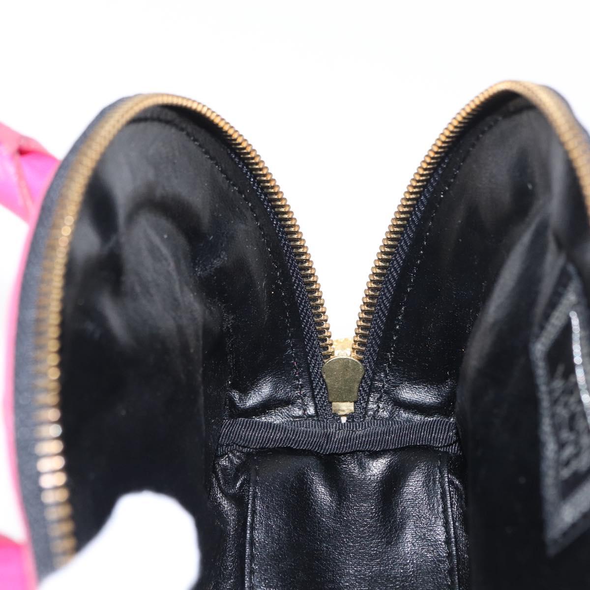 Gianni Versace Hand Bag Leather Pink Gold Auth am9833