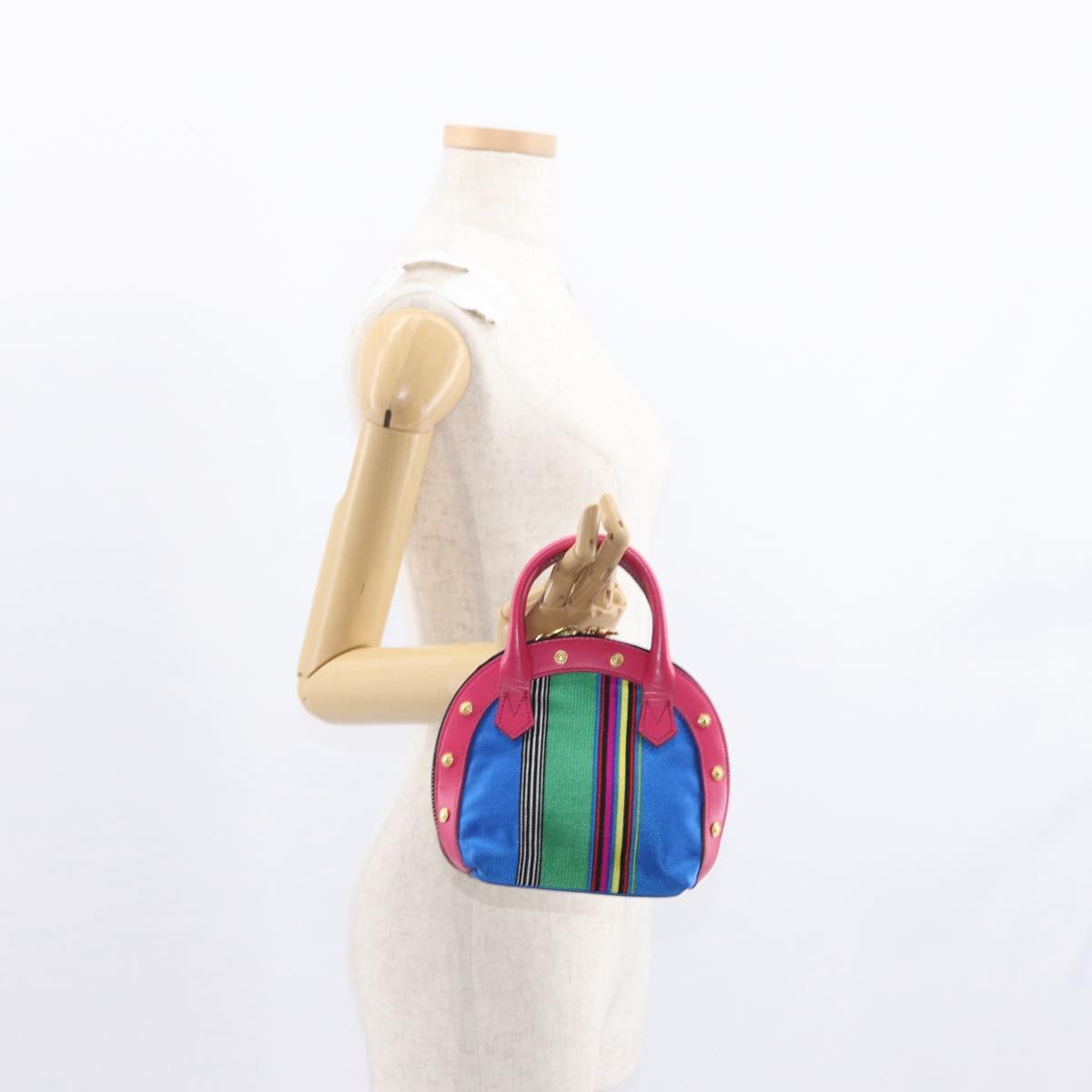 Gianni Versace Hand Bag Leather Pink Gold Auth am9833