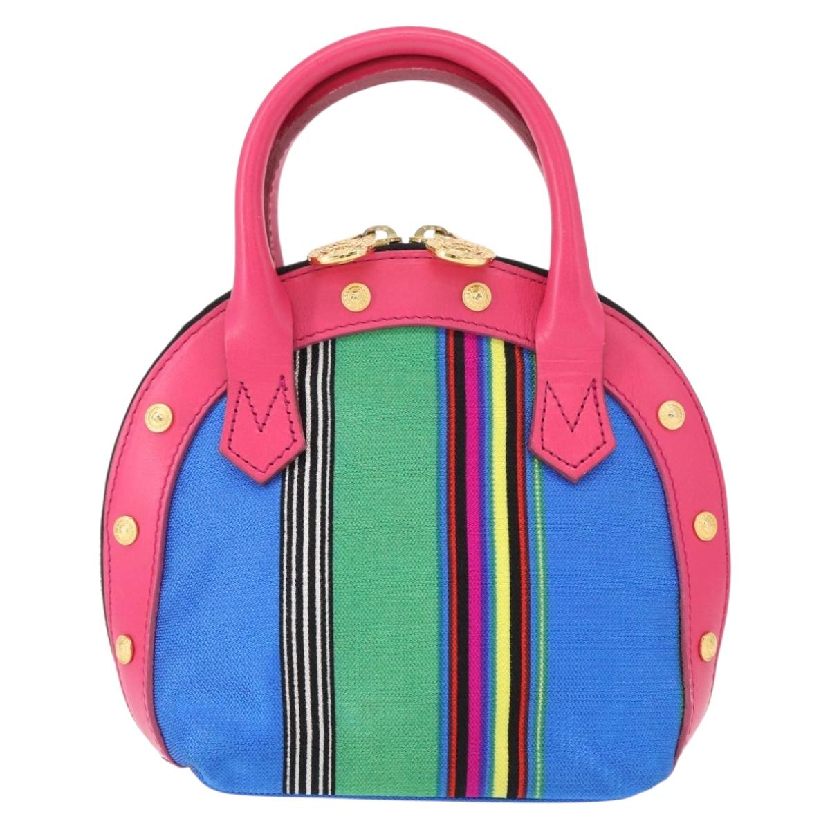 Gianni Versace Hand Bag Leather Pink Gold Auth am9833