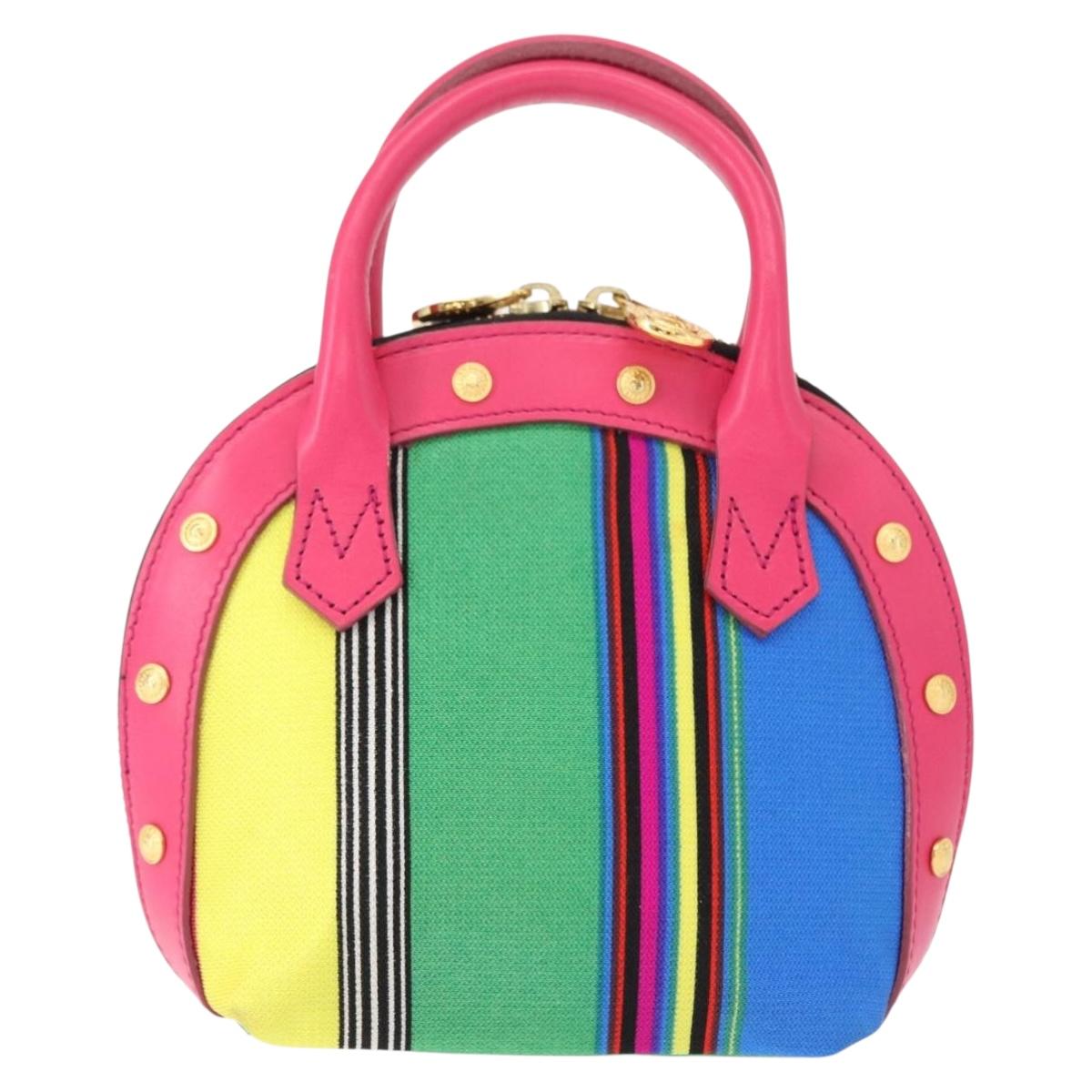 Gianni Versace Hand Bag Leather Pink Gold Auth am9833