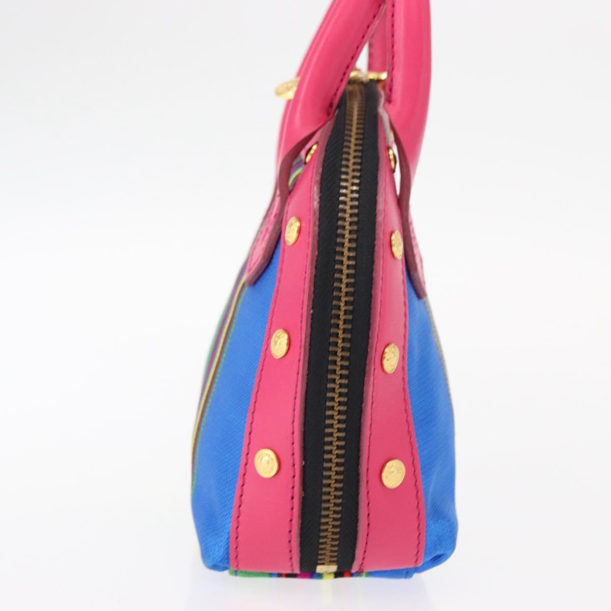 Gianni Versace Hand Bag Leather Pink Gold Auth am9833