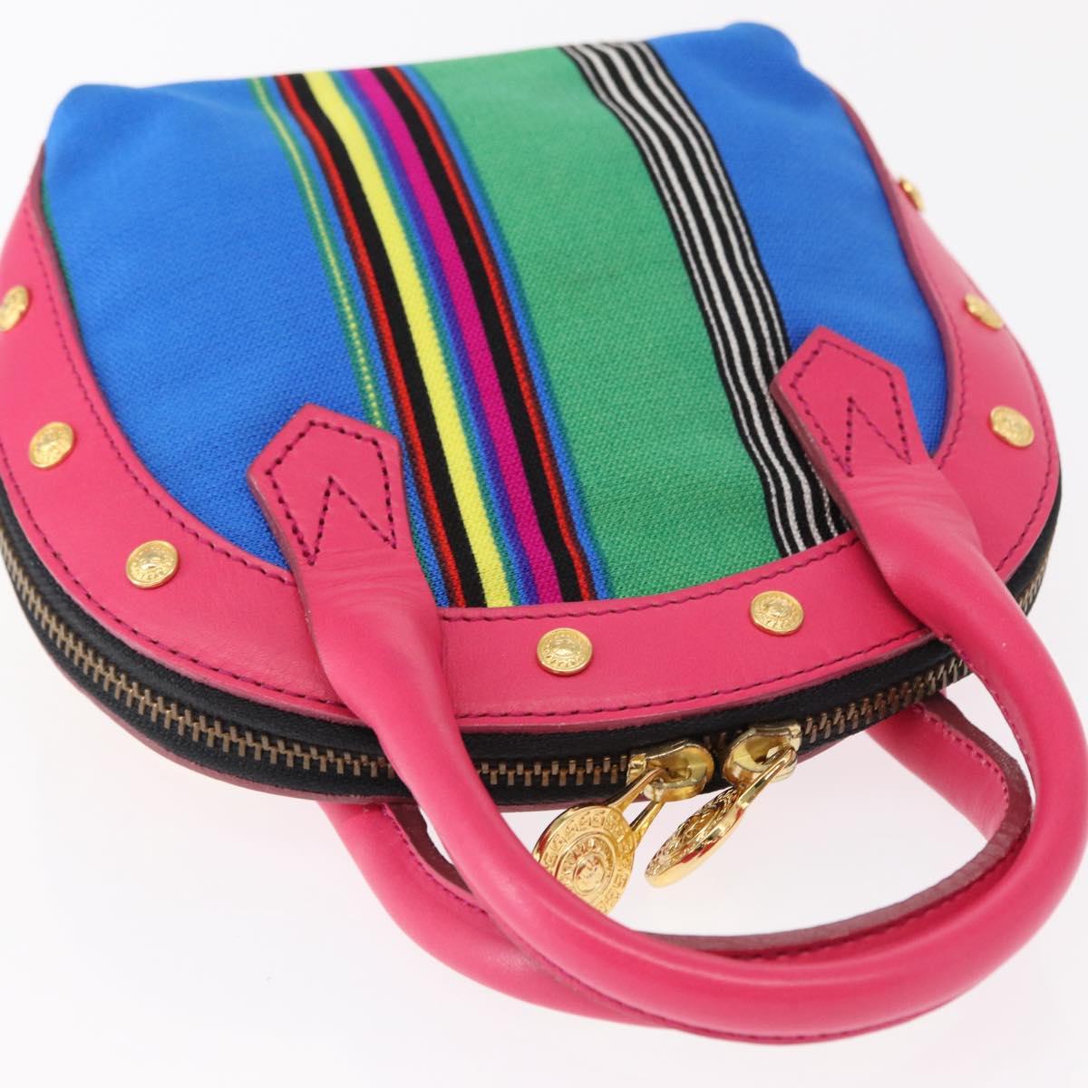 Gianni Versace Hand Bag Leather Pink Gold Auth am9833