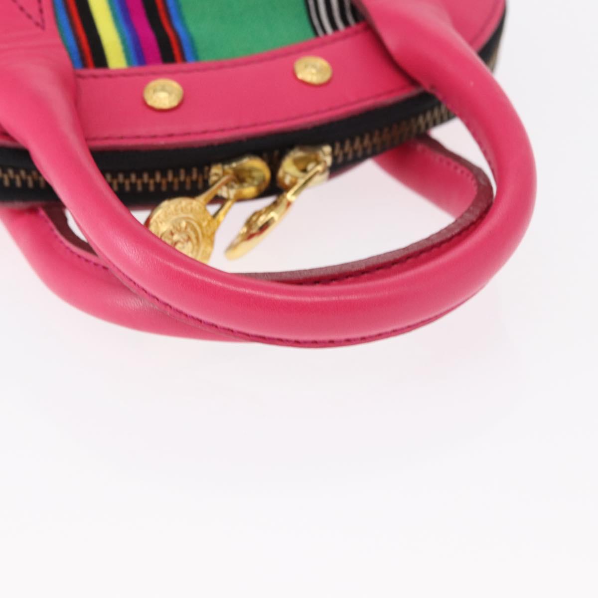 Gianni Versace Hand Bag Leather Pink Gold Auth am9833