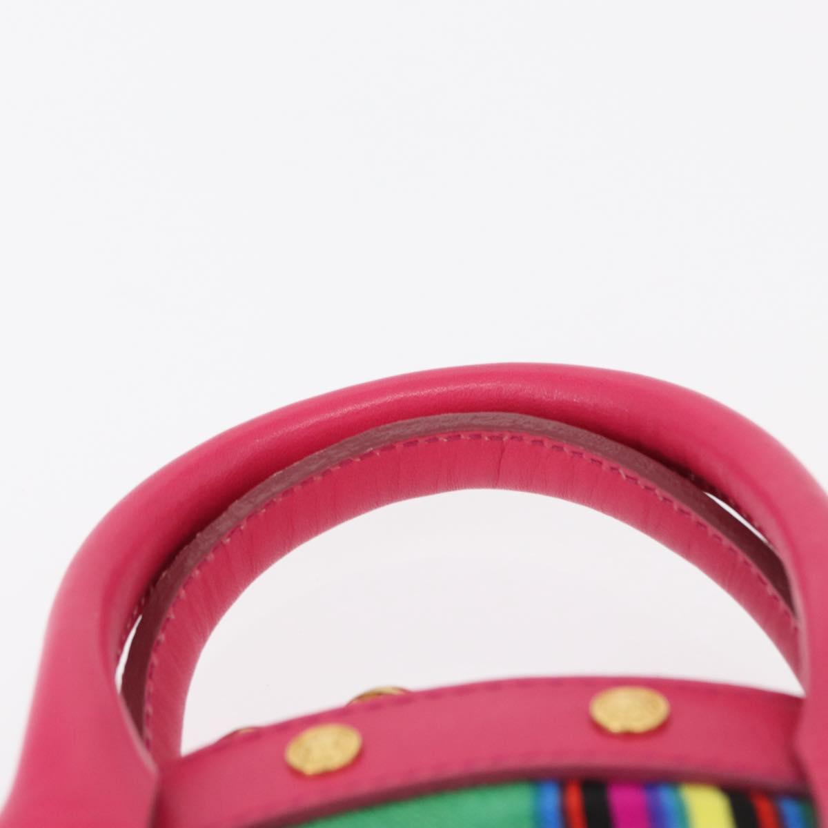 Gianni Versace Hand Bag Leather Pink Gold Auth am9833
