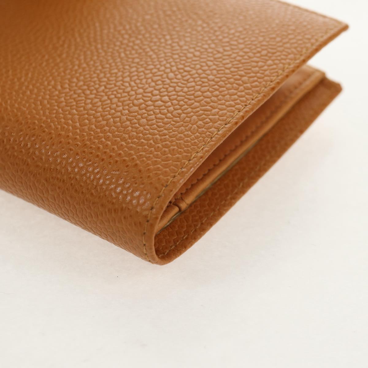 CHANEL Compact Wallet Caviar Skin Brown Gold CC Auth am9835V