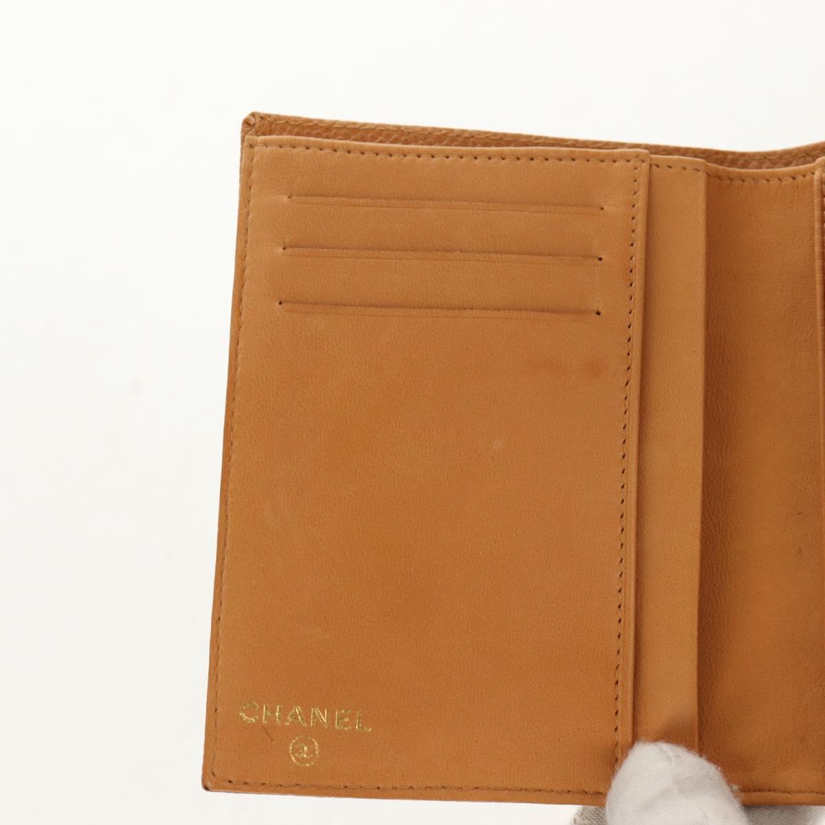 CHANEL Compact Wallet Caviar Skin Brown Gold CC Auth am9835V