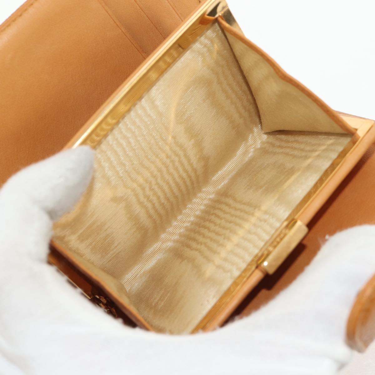 CHANEL Compact Wallet Caviar Skin Brown Gold CC Auth am9835V