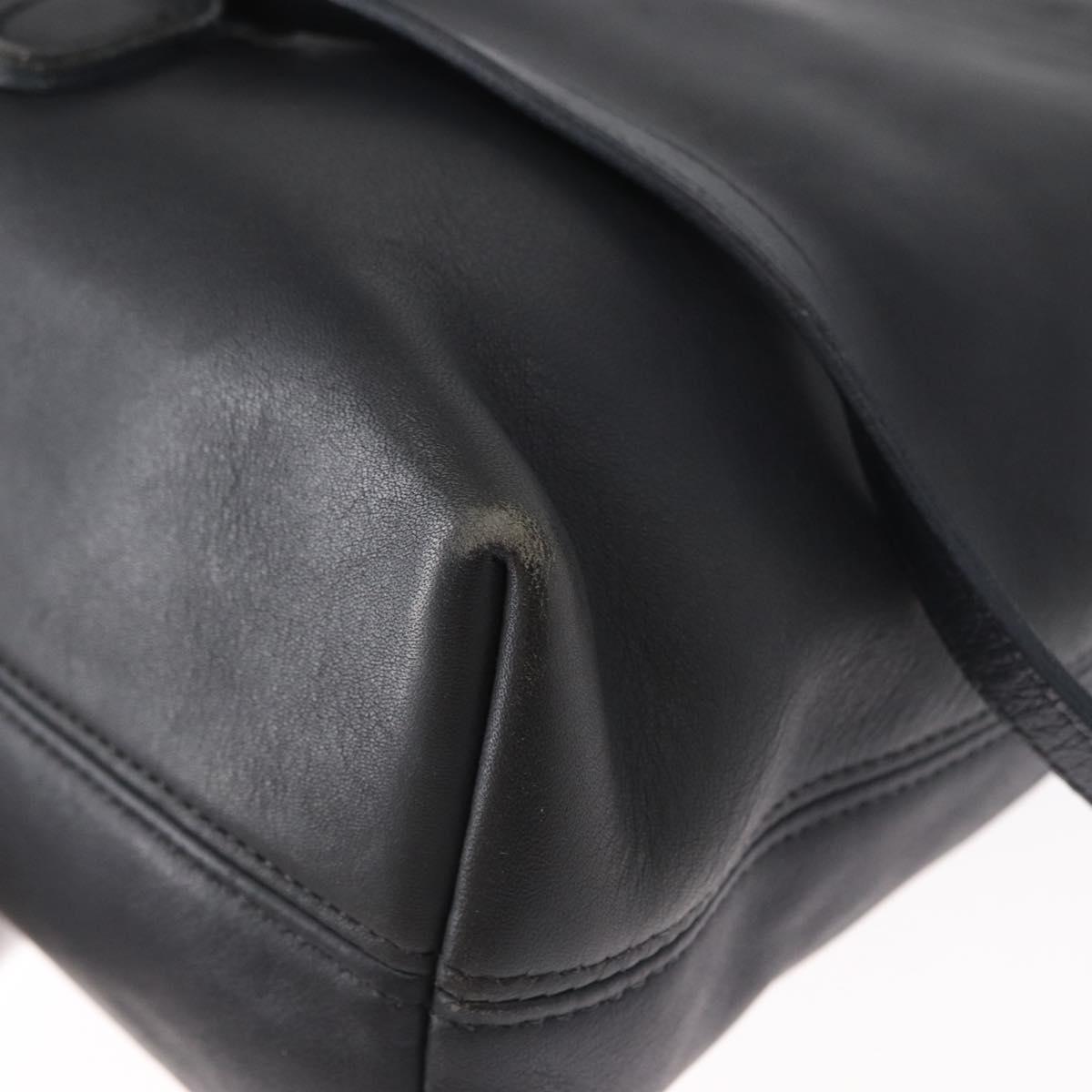 Coach Backpack Leather Navy Gold Auth am9839