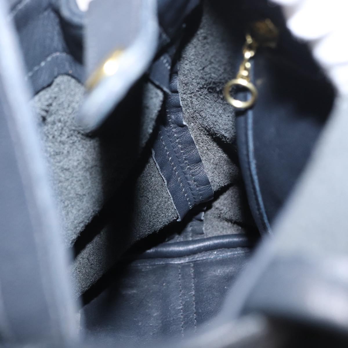 Coach Backpack Leather Navy Gold Auth am9839