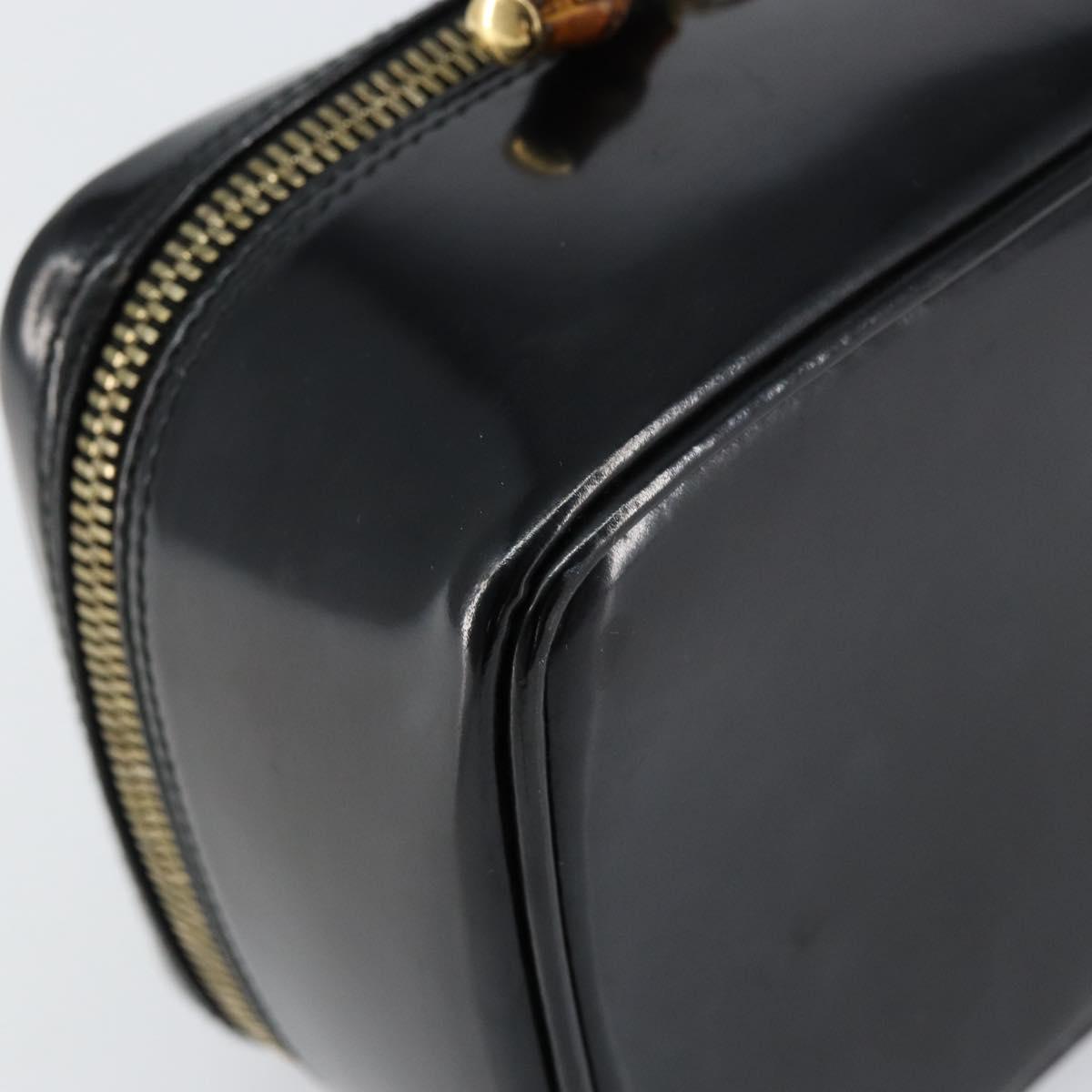 GUCCI Bamboo Vanity Hand Bag Nylon Black Gold 032 1956 0151 Auth am9840