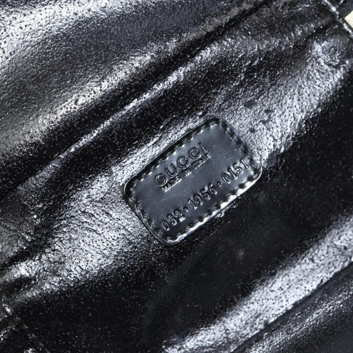 GUCCI Bamboo Vanity Hand Bag Nylon Black Gold 032 1956 0151 Auth am9840