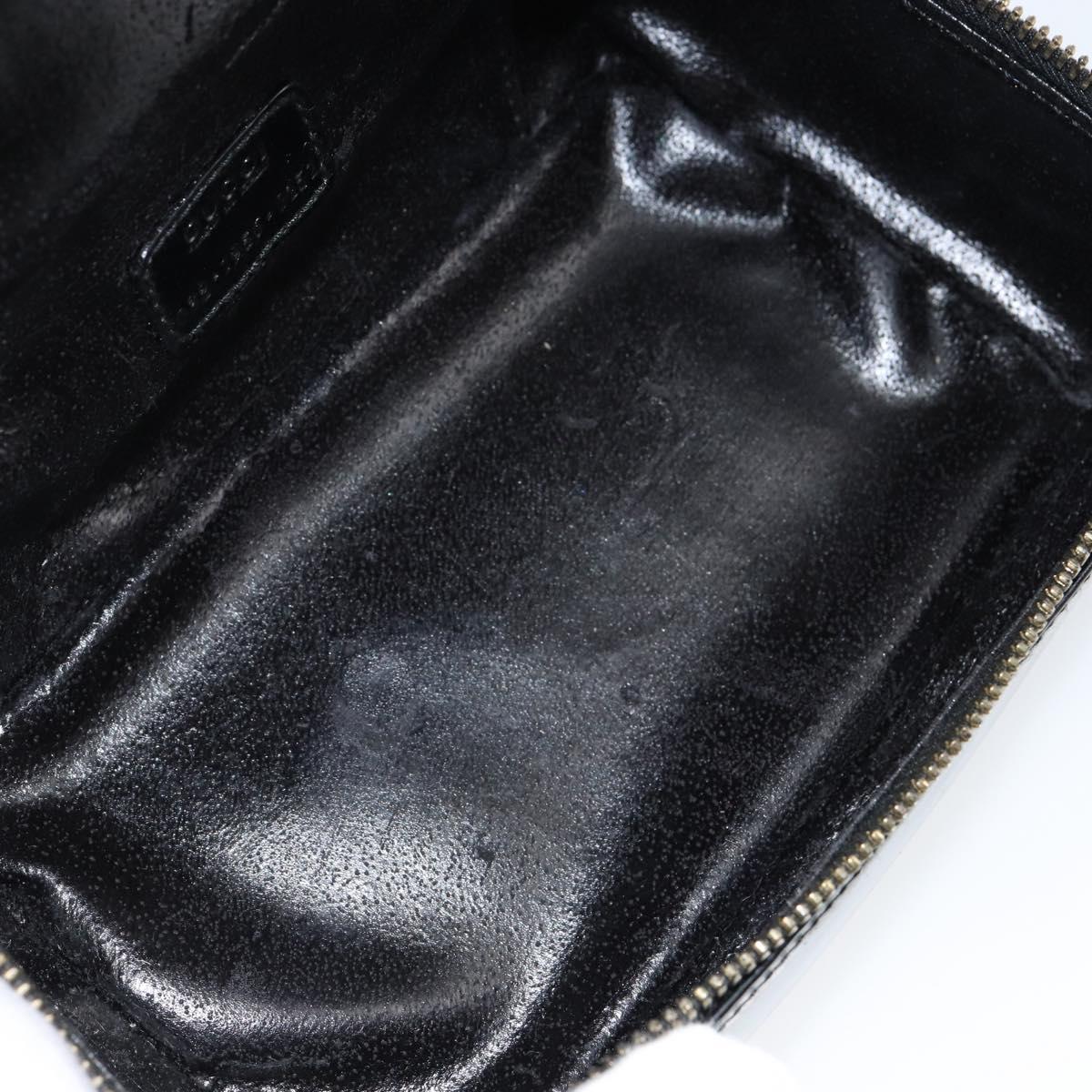 GUCCI Bamboo Vanity Hand Bag Nylon Black Gold 032 1956 0151 Auth am9840