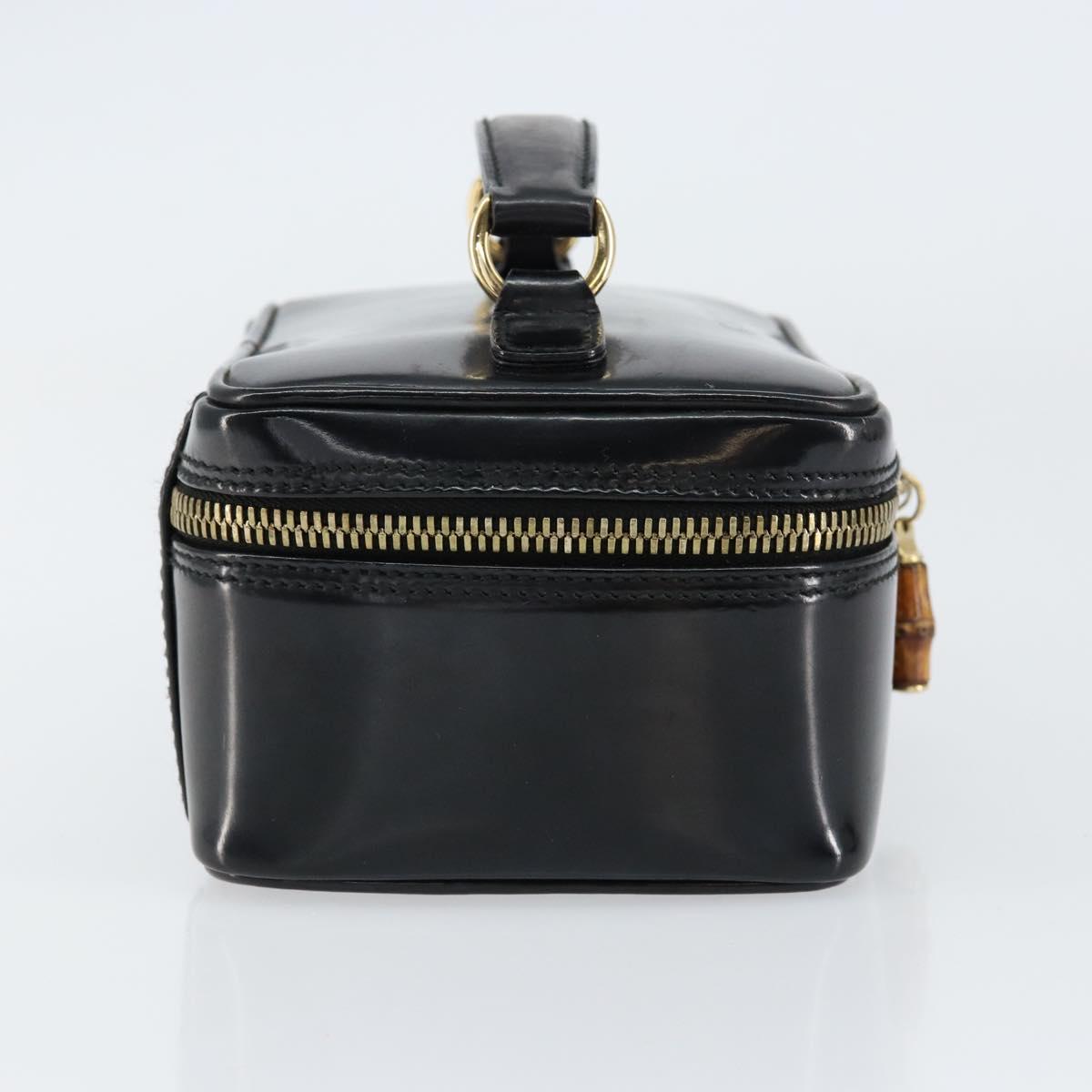 GUCCI Bamboo Vanity Hand Bag Nylon Black Gold 032 1956 0151 Auth am9840