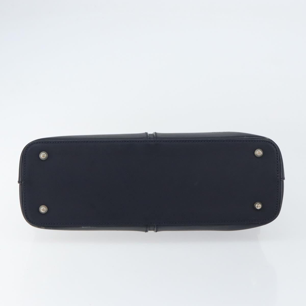 BURBERRY One Shoulder Bag Leather Navy Silver Auth am9843